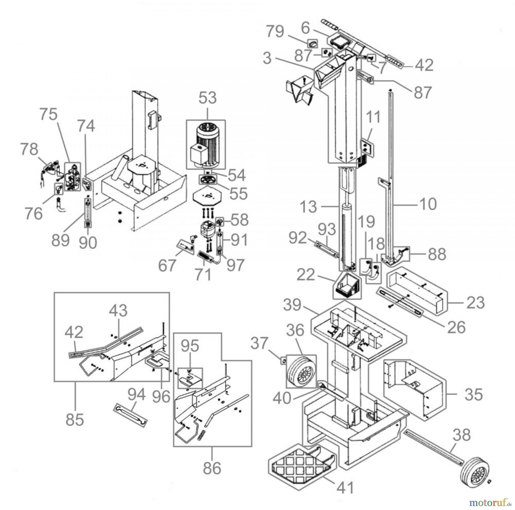  Güde Brennholzbearbeitung Holzspalter 8 bis 10 t Spaltdruck HOLZSPALTER DHH 1050/7 TC - 01957 FSL01957-03 