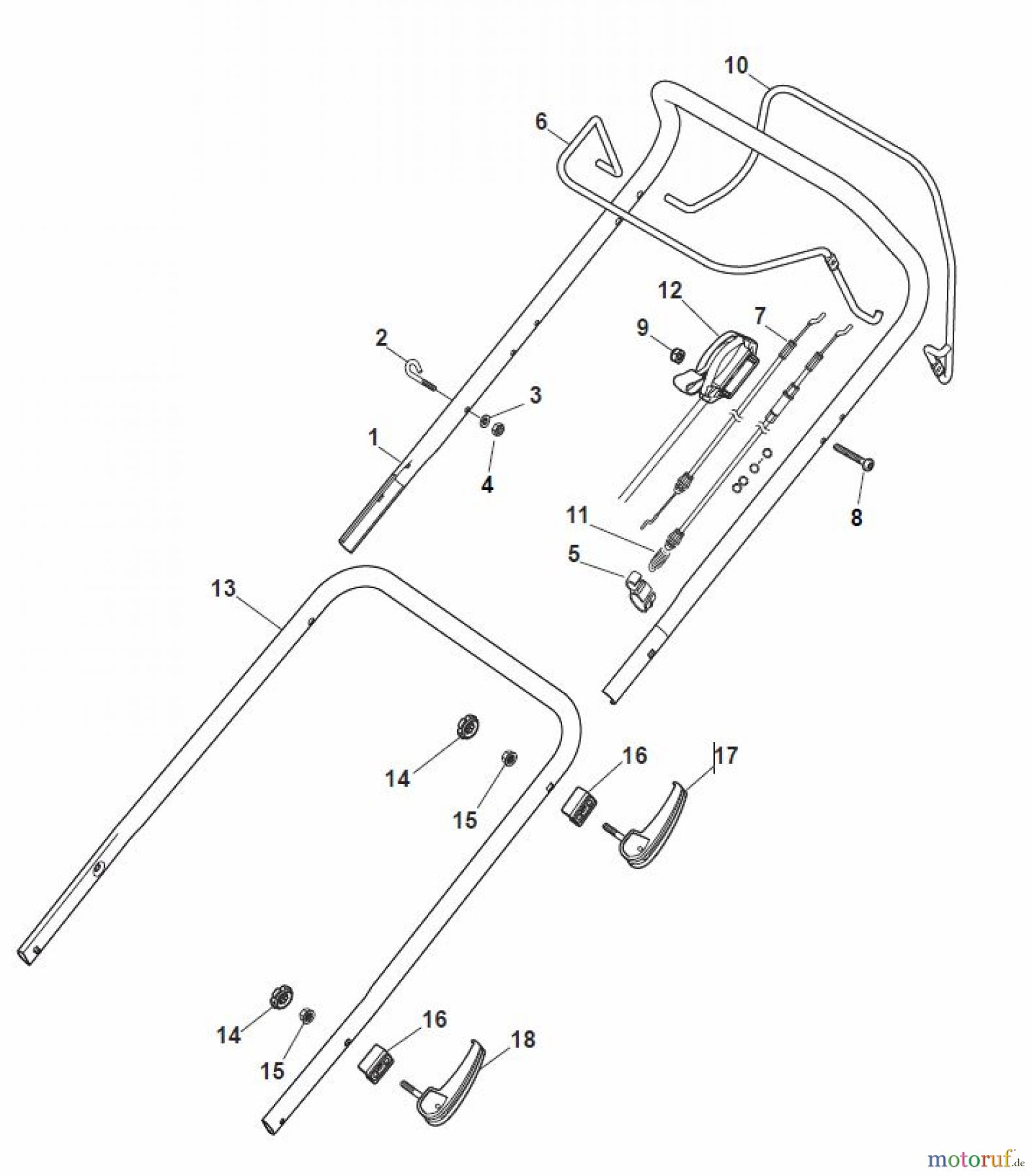  Global Garden Products GGP Rasenmäher Benzin Mit Antrieb 2017 MP1 504 SQ Handle, Upper Part