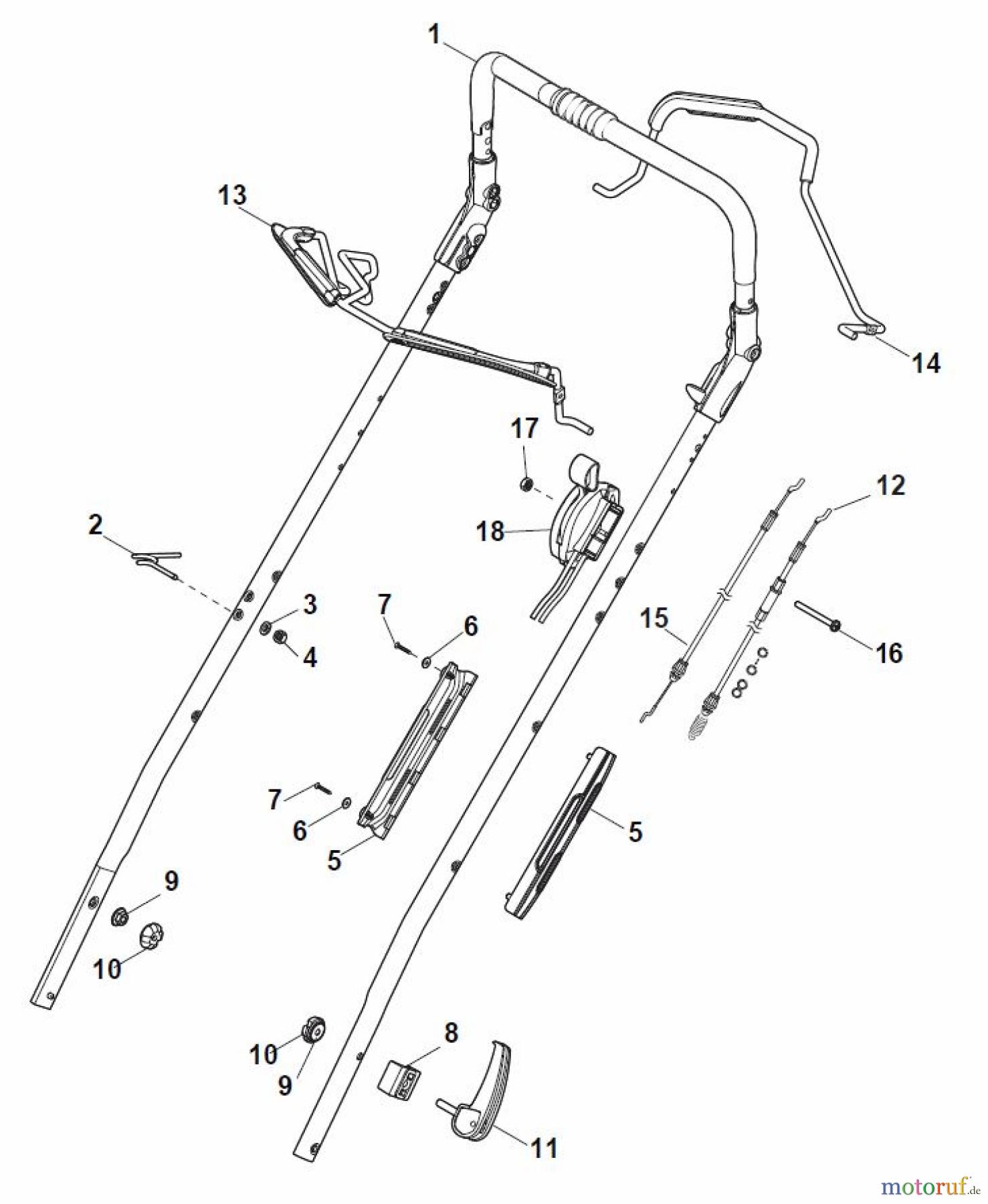  Global Garden Products GGP Rasenmäher Benzin Mit Antrieb 2017 MP1 504 WSVE Handle, Upper Part