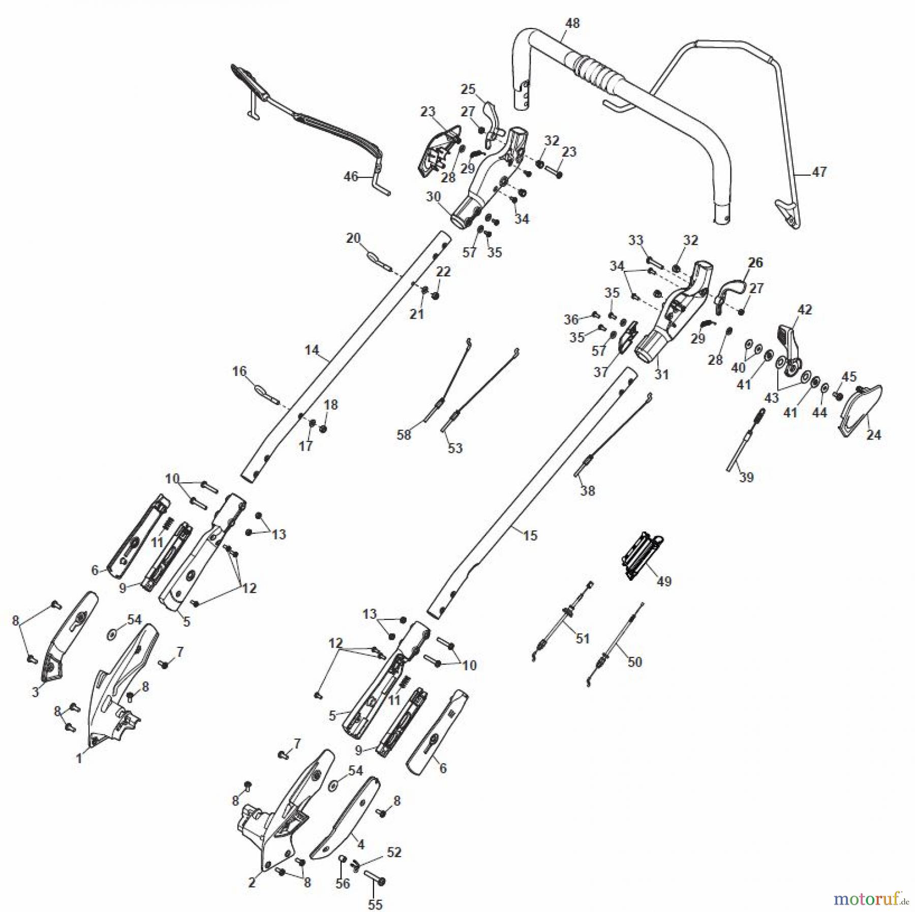  Global Garden Products GGP Rasenmäher Benzin Mit Antrieb 2017 MP2 554 SVQE Chassis/Handle, Upper Part