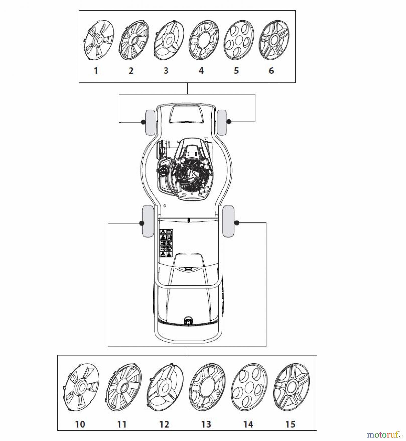  Global Garden Products GGP Rasenmäher Benzin Mit Antrieb 2017 NT 534 W TR 4S - W TRQ 4S Hub Caps