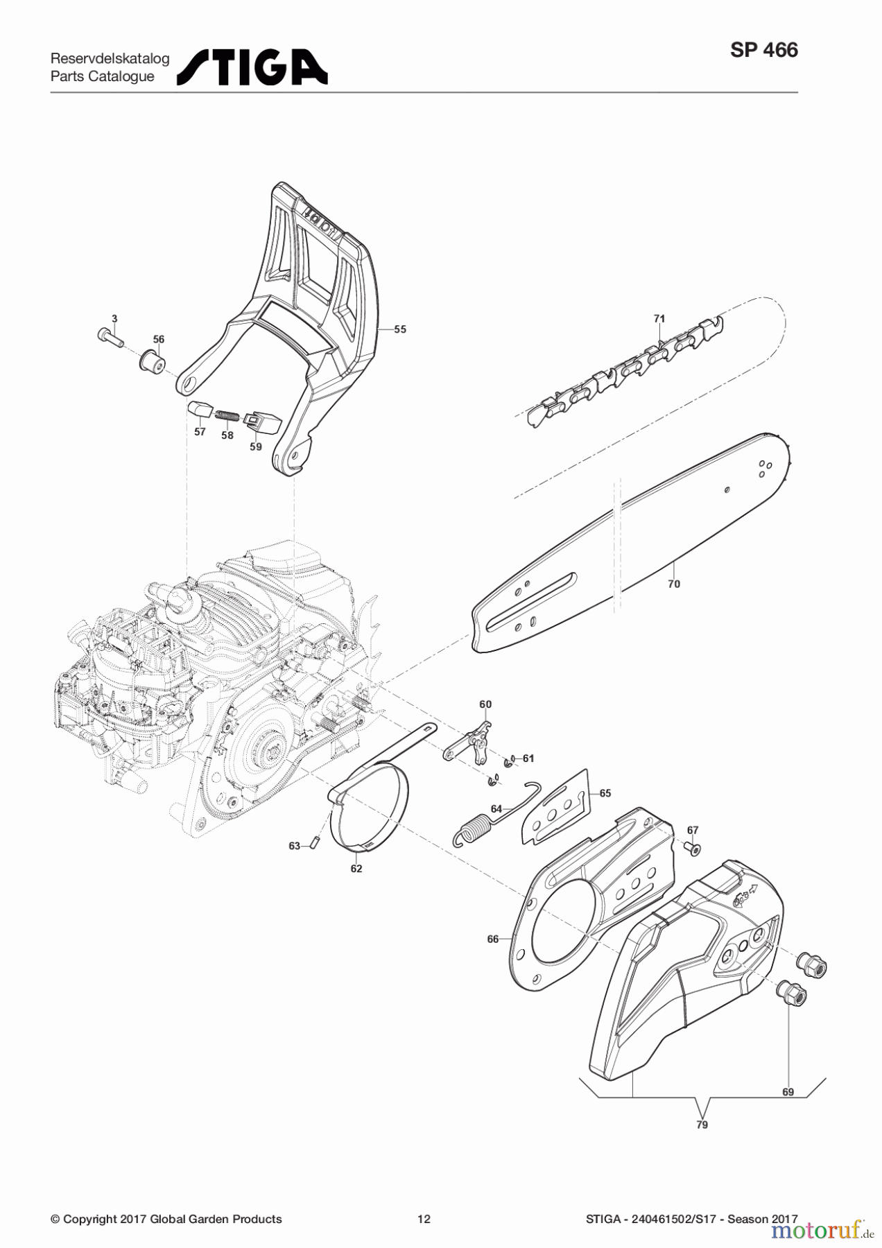 Stiga Kettensägen Benzin 2017 SP 466 240461502/S17 - Season 2017 Housing