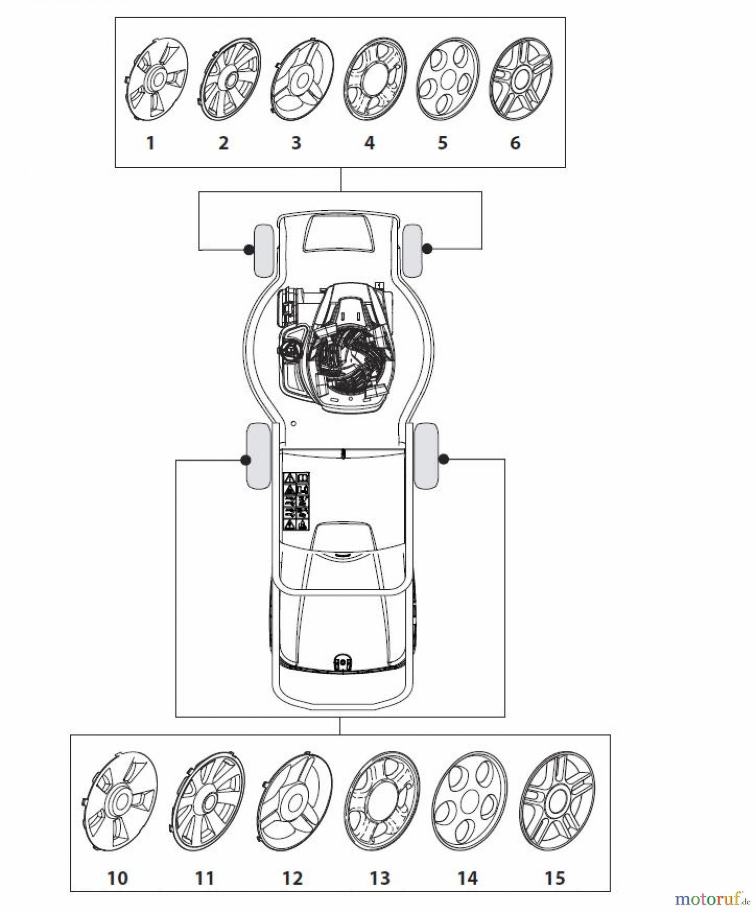  Global Garden Products GGP Rasenmäher Benzin Ohne Antrieb 2017 NT 484 W - 484 WQ Hub Caps