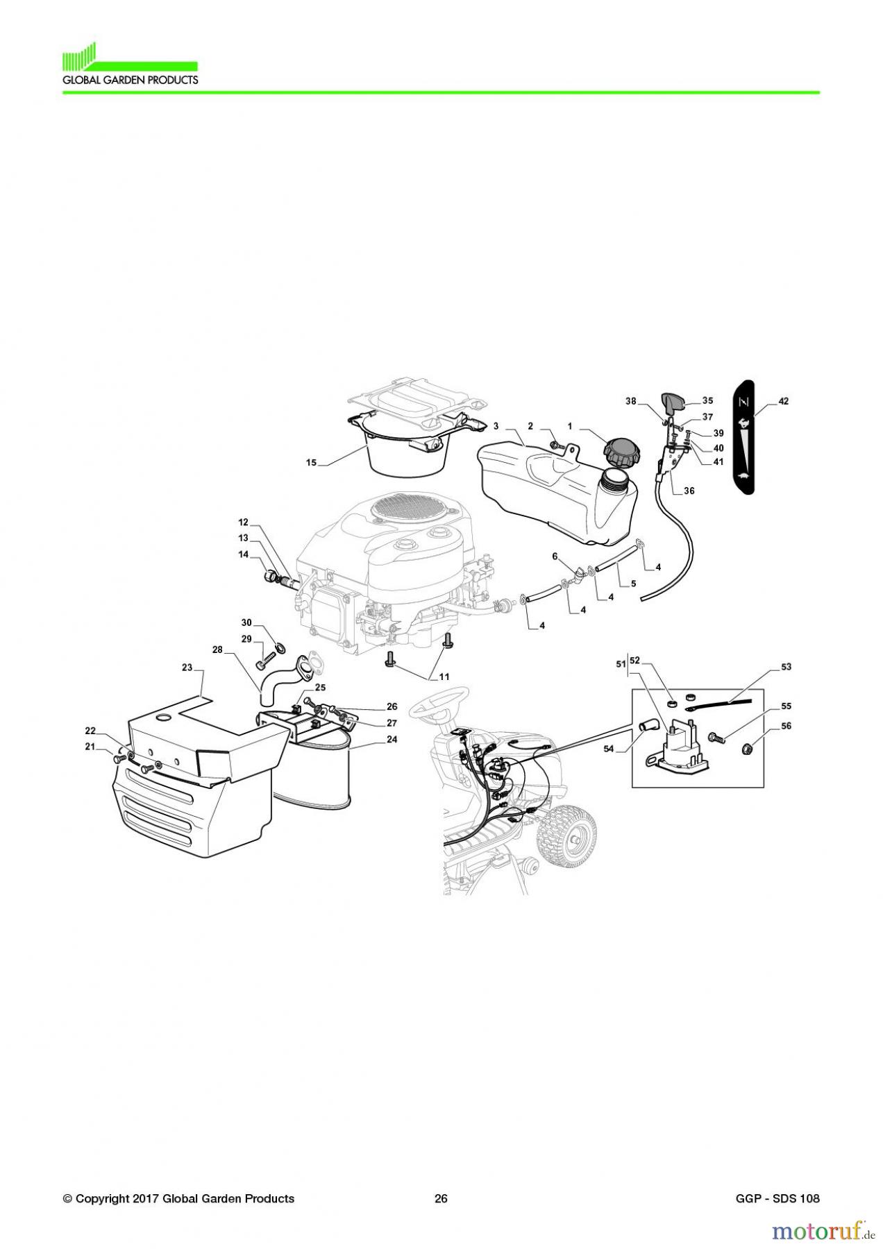  Global Garden Products GGP Aufsitzmäher Seitenauswurf 98-108cm 2017 SDS 108 Engine - GGP