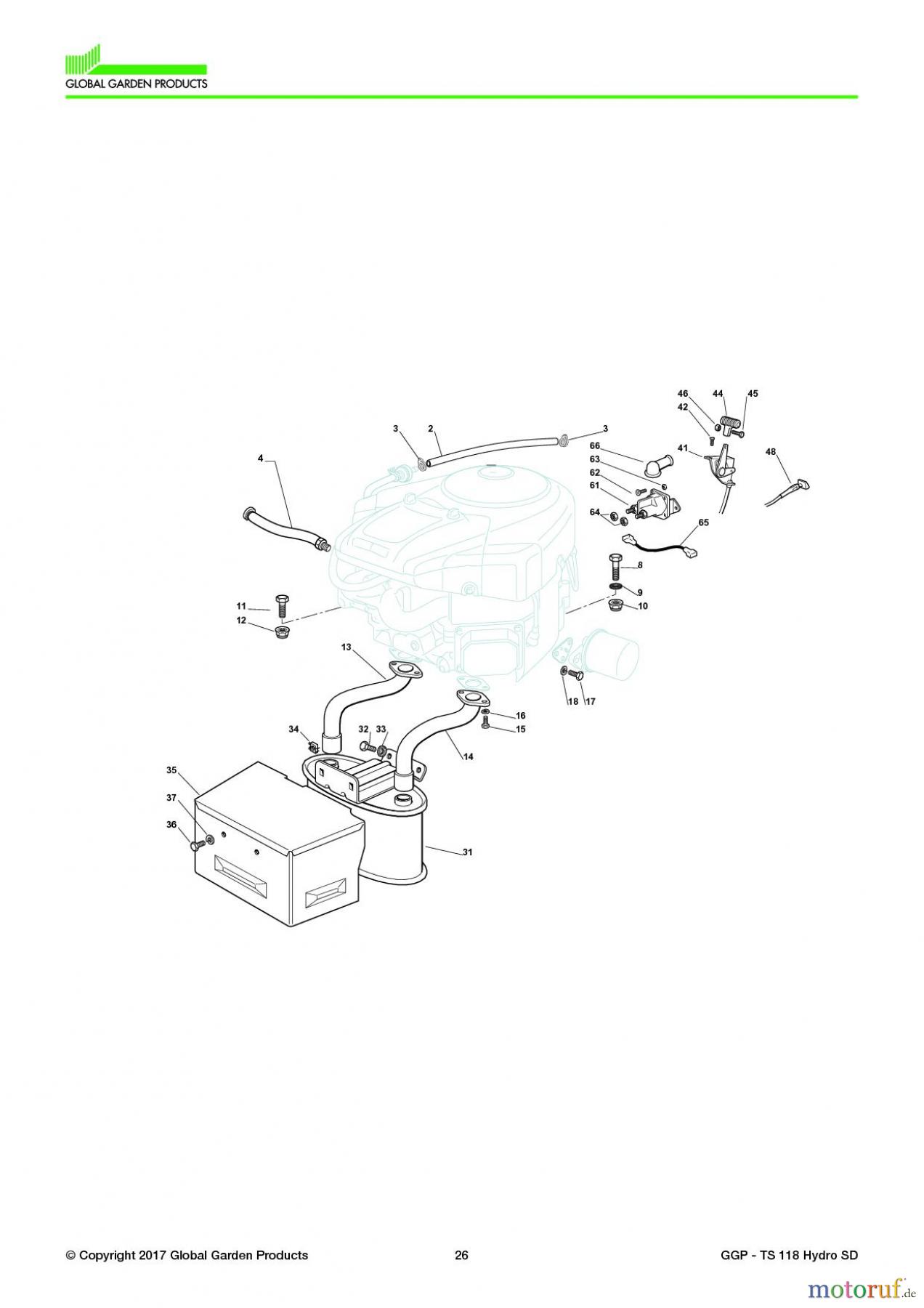  Global Garden Products GGP Aufsitzmäher Seitenauswurf 108-118cm 2017 TS 118 Hydro SD Engine - B&S 20-24 Hp