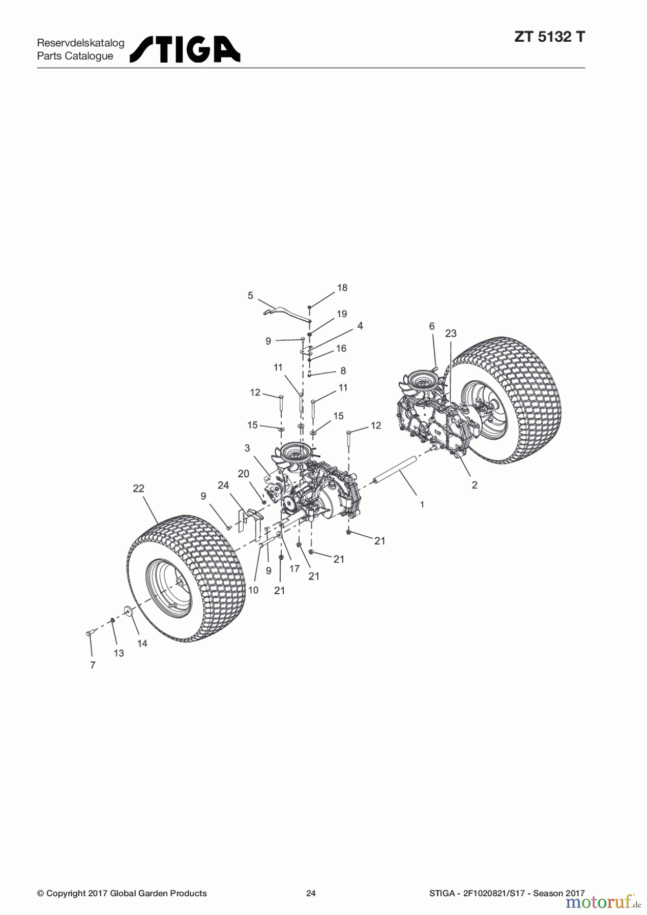  Stiga Frontmäher Zero Turn Mowers 2017 ZT 5132 T 2F1020821/S17 - Season 2017 Rear Tires and Transaxles