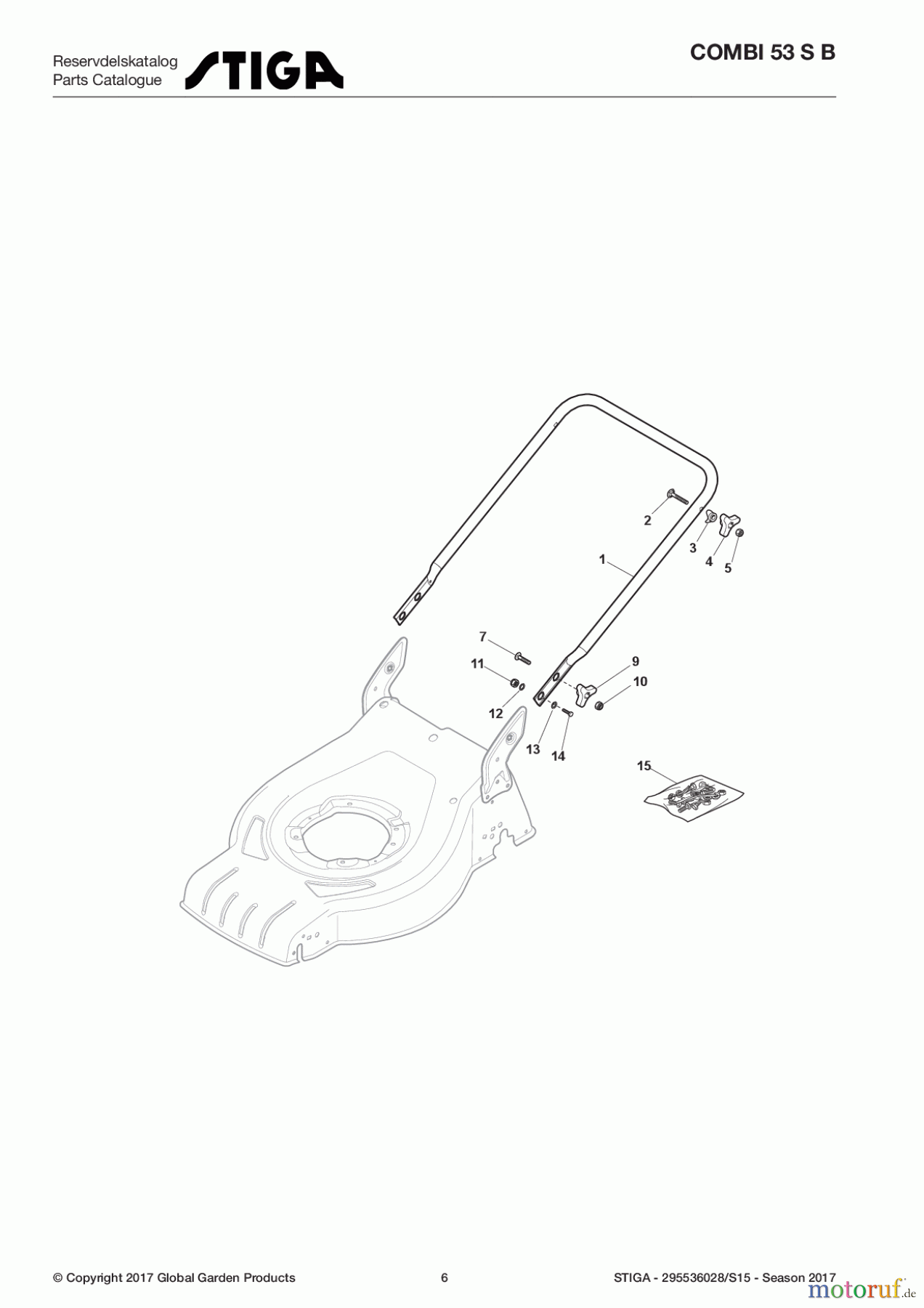  Stiga Rasenmäher Baujahr 2017 Benzin Mit Antrieb 2017 COMBI 53 S B 295536028/S15 - Season 2017 Handle, Lower Part