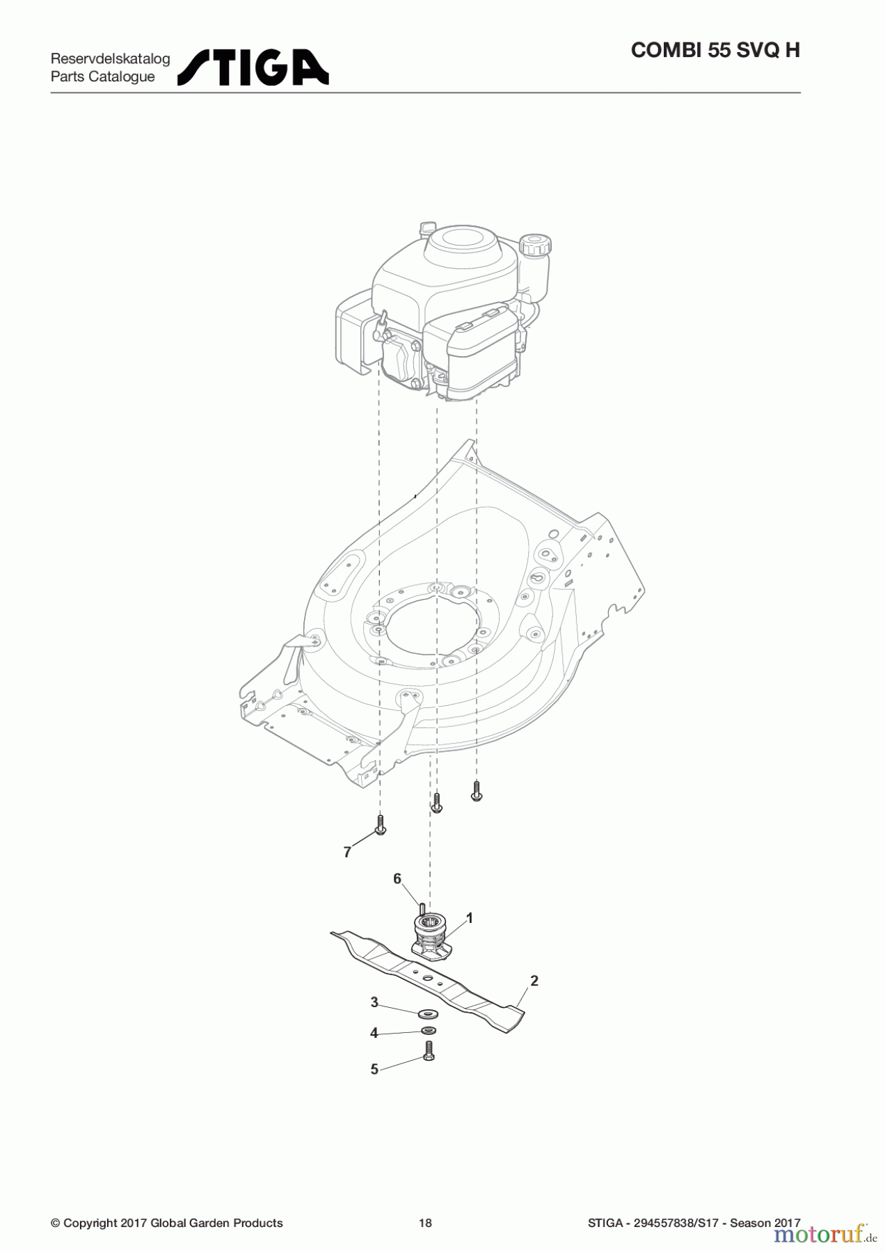  Stiga Rasenmäher Benzin Mit Antrieb 2017 COMBI 55 SVQ H 294557838/S17 - Season 2017 Blade