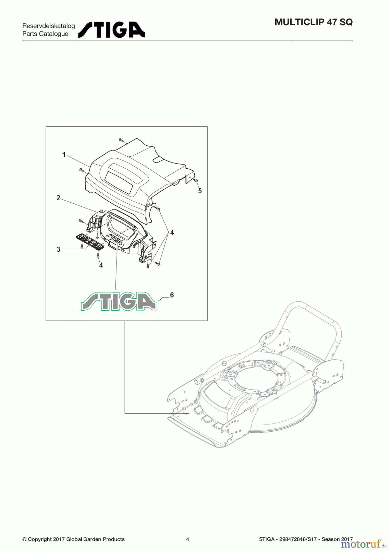  Stiga Rasenmäher Benzin Mit Antrieb 2017 MULTICLIP 47 SQ 298472848/S17 - Season 2017 Mask, Frontal Basic Version