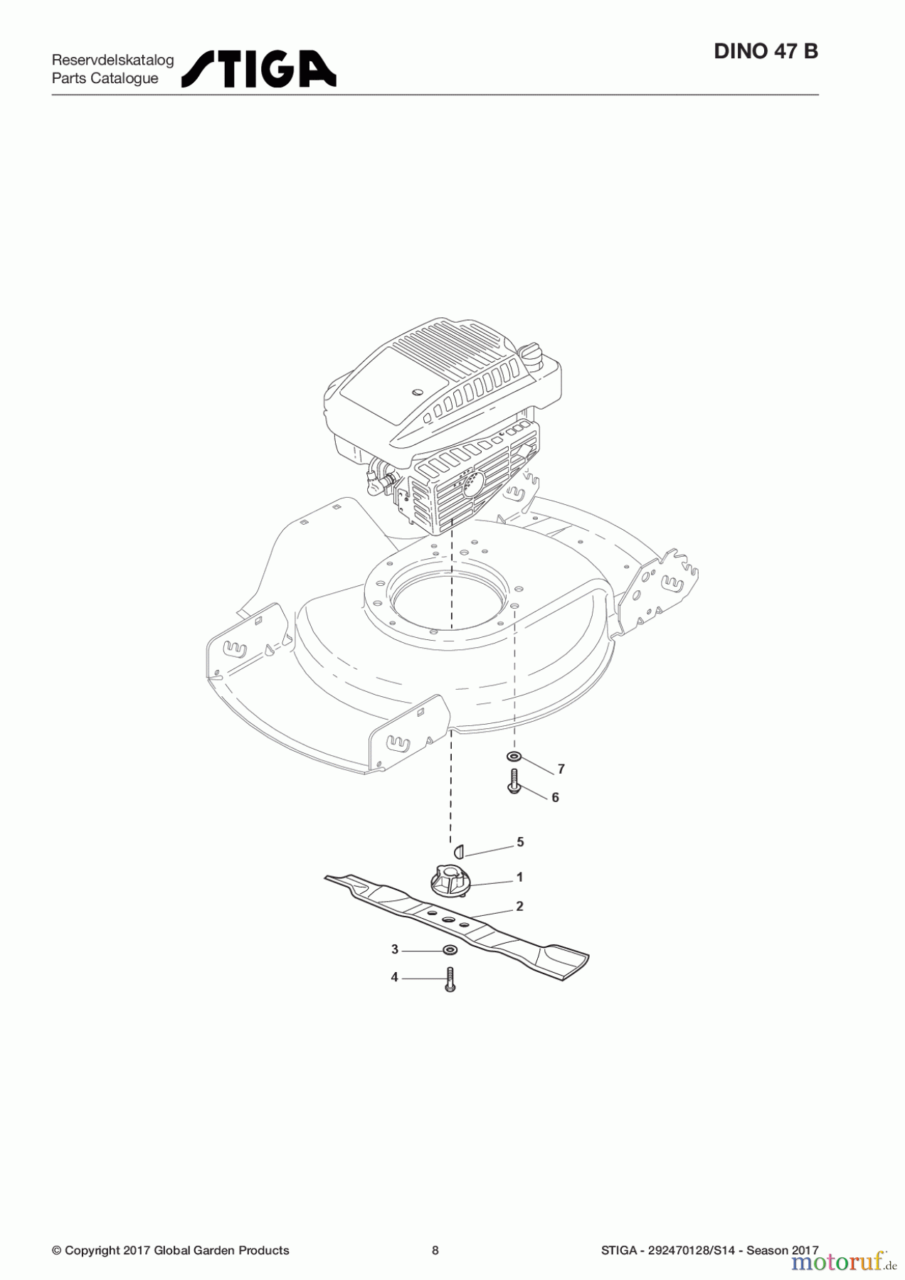  Stiga Rasenmäher Benzin Ohne Antrieb 2017 DINO 47 B 292470128/S14 - Season 2017 Blade