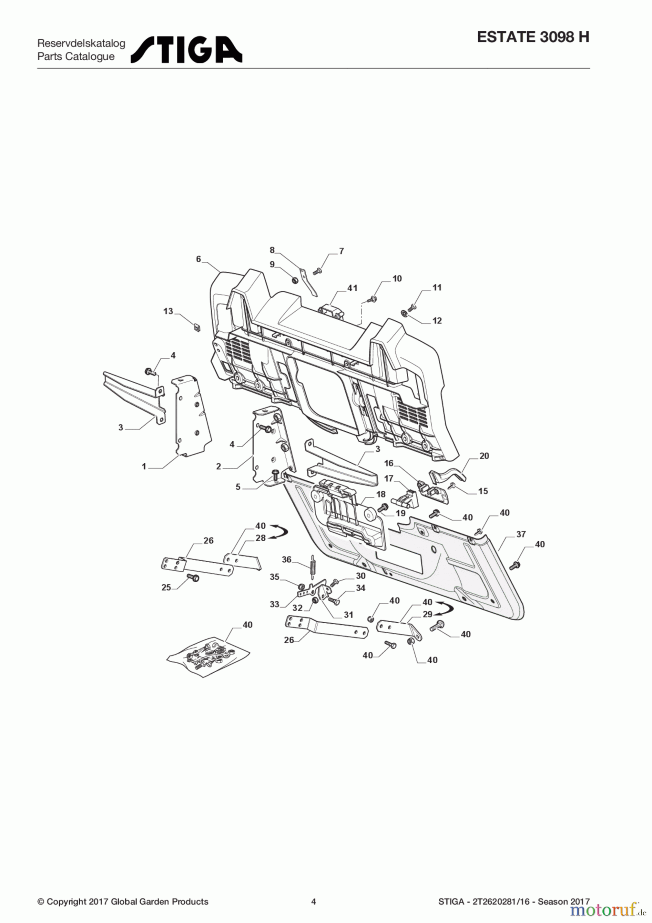  Stiga Aufsitzmäher Baujahr 2017 ESTATE 3098 H 2T2620281/16 - Season 2017 Chassis