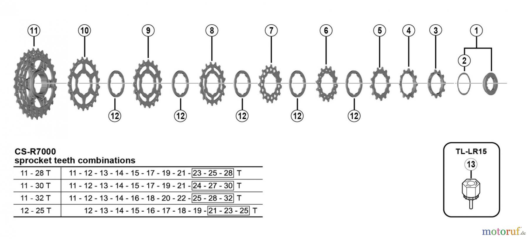  Shimano CS Cassette / Zahnkranz CS-R7000 SHIMANO 105 Cassette Sprocket (11-speed)