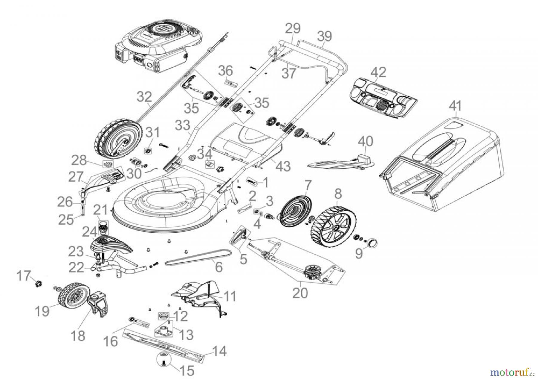  Güde Gartentechnik Rasenmäher Benzin-Rasenmäher Schnittbreite ab 50 cm RASENMÄHER BIG WHEELER TRIKE 465D - 05306 Ersatzteileversion FSL05306-02 Gerät