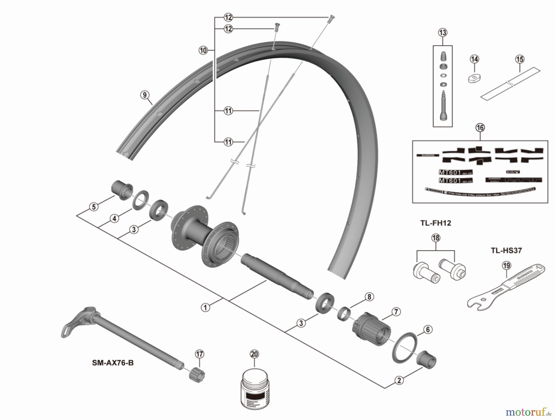  Shimano WH Wheels - Laufräder WH-MT601-TL-R12-B-29 Rear Wheel (12-speed) For Disc Brake