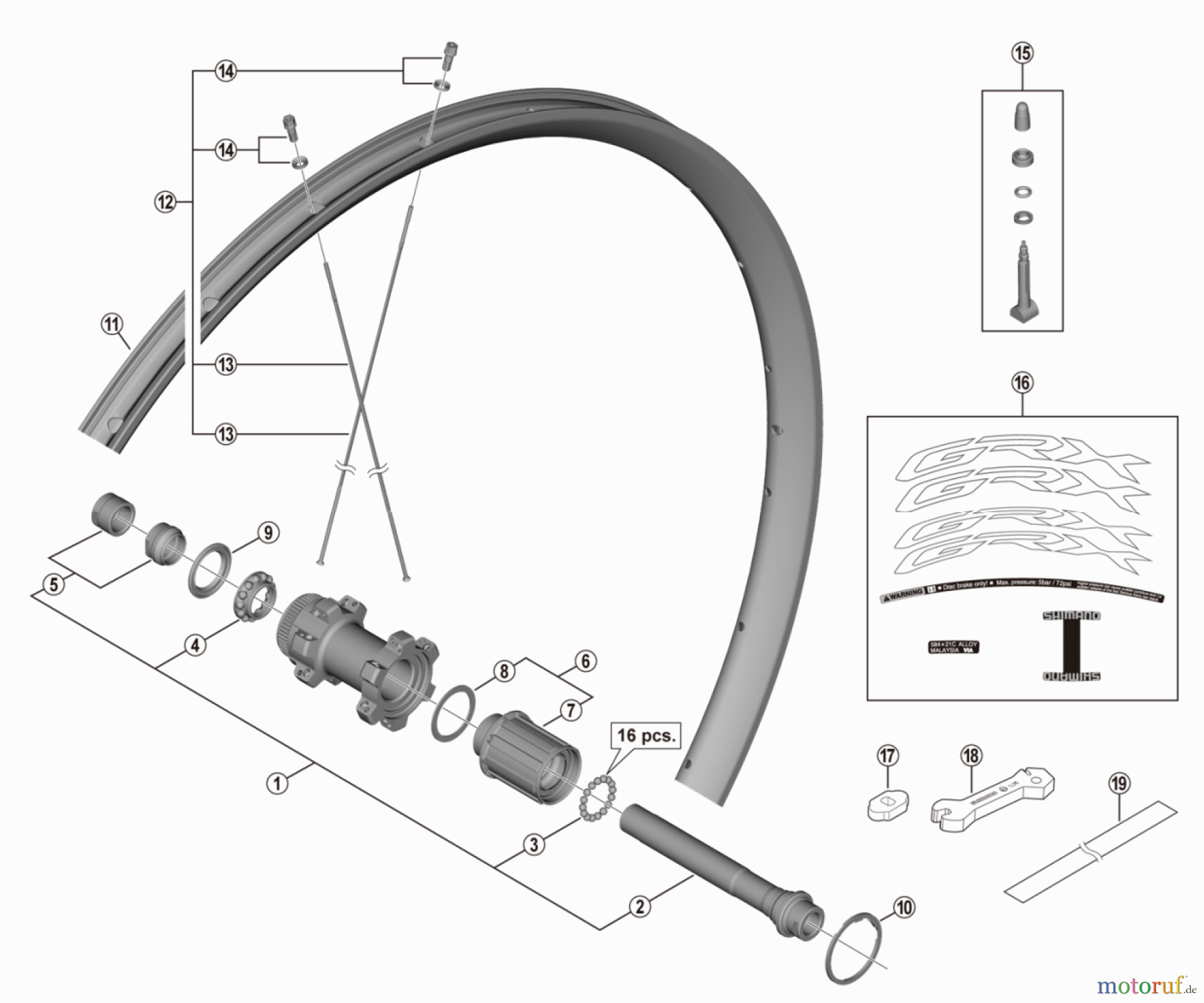  Shimano WH Wheels - Laufräder WH-RX570-TL-R12-650B-4571A GRX Rear Wheel (Road 10/11-speed)