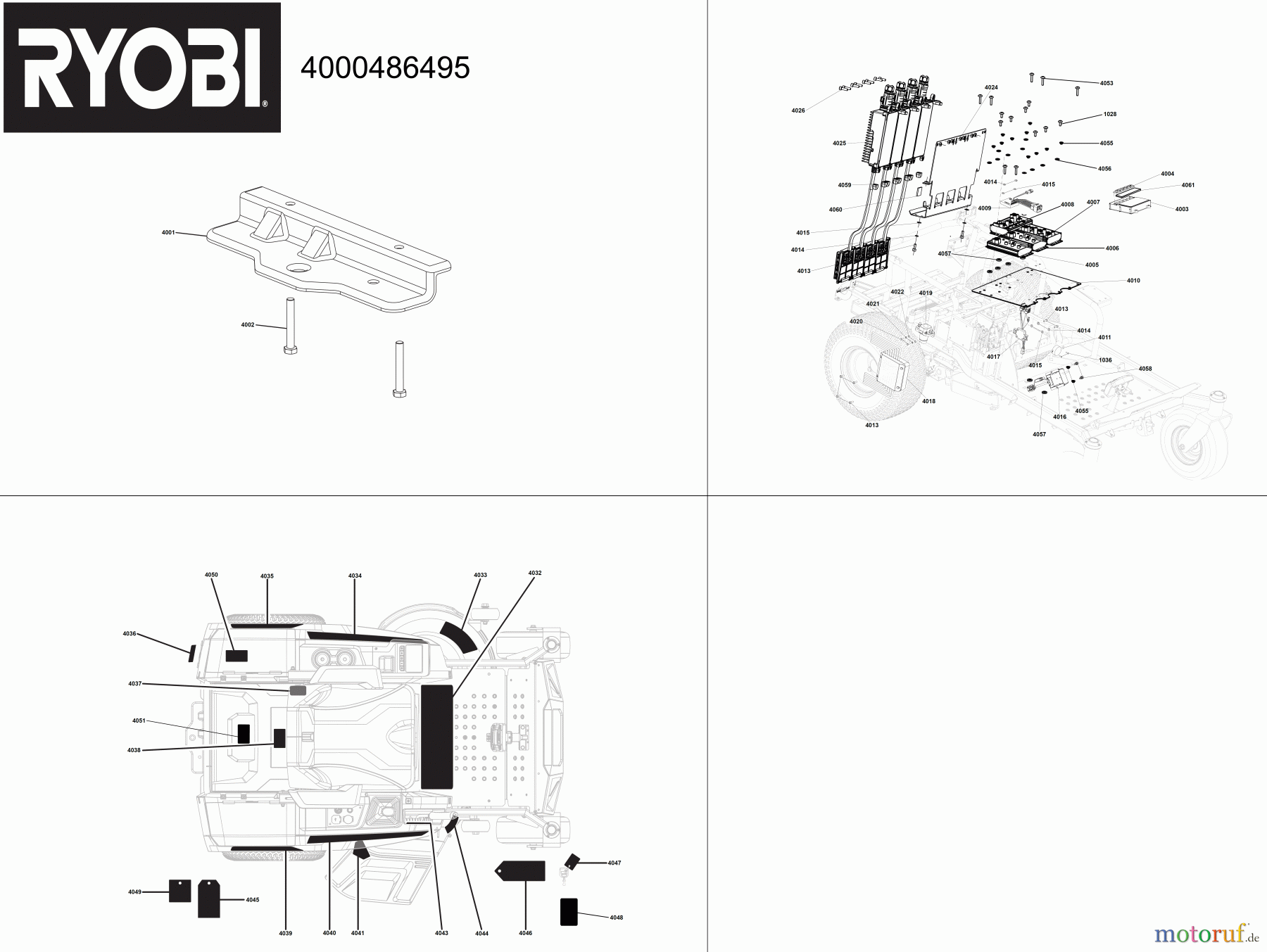  Ryobi Rasenmäher Aufsitzrasenmäher Akku RY72ZTRX107-210 72 V Brushless Akku-Nullwendekreismäher, Schnittbreite 107 cm Seite 4