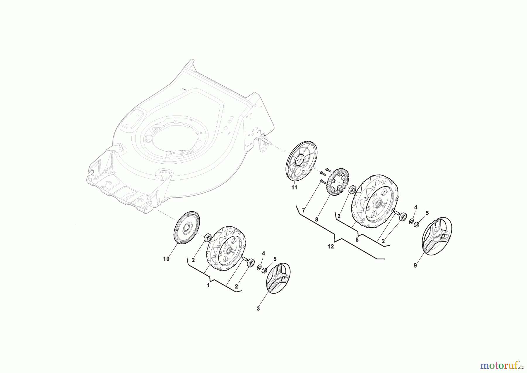  Stiga Rasenmäher Baujahr 2024 Akkurasenmäher Collector 548e S Kit (2024) [2L0486008/ST1] Rad und Radkappe