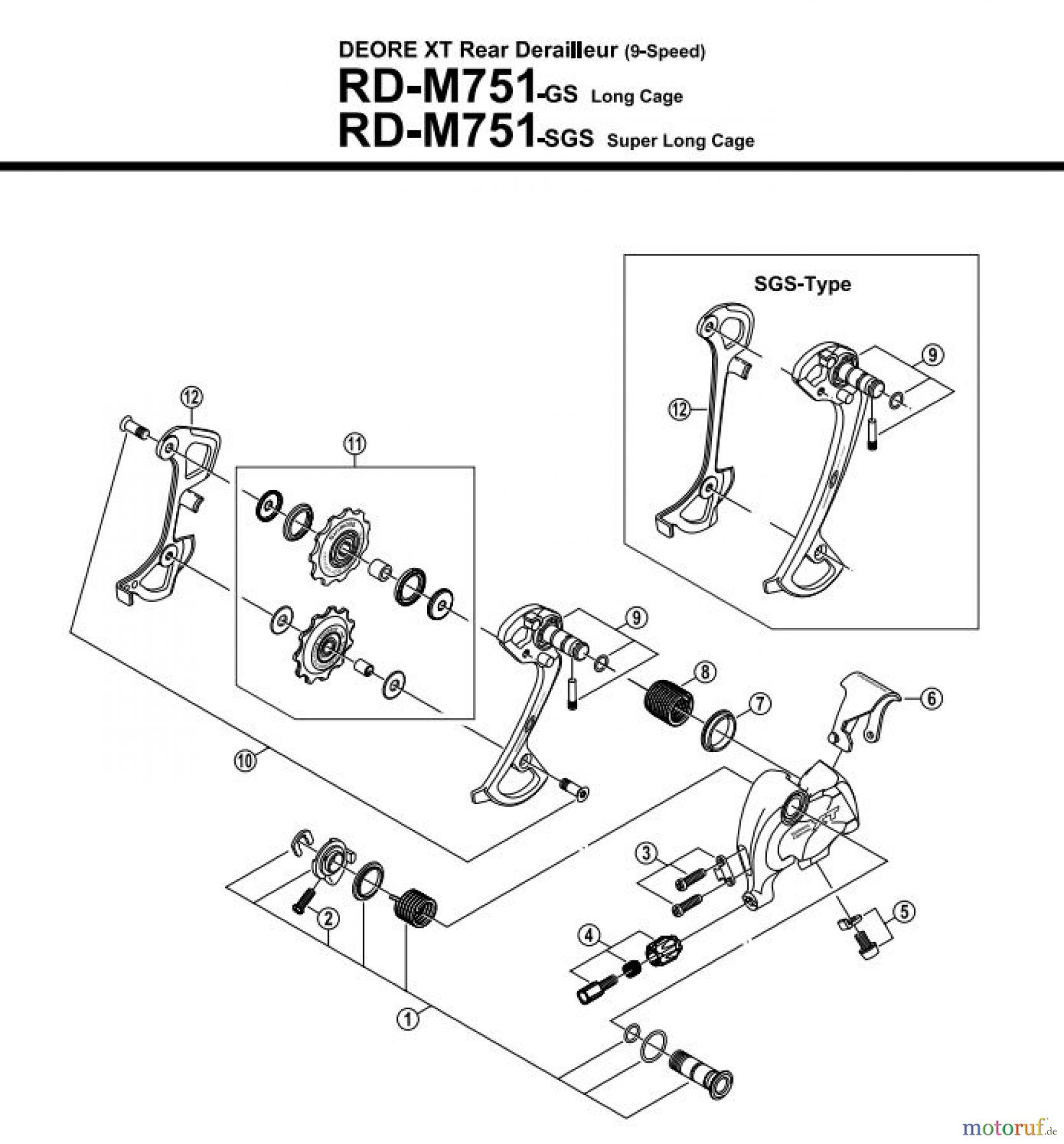  Shimano RD Rear Derailleur - Schaltwerk RD-M751