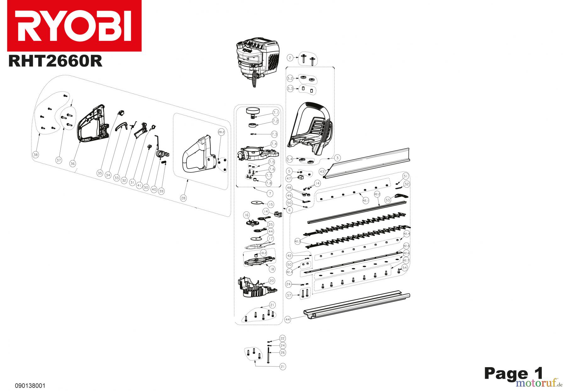  Ryobi Heckenscheren Benzin RHT2660R Seite 1