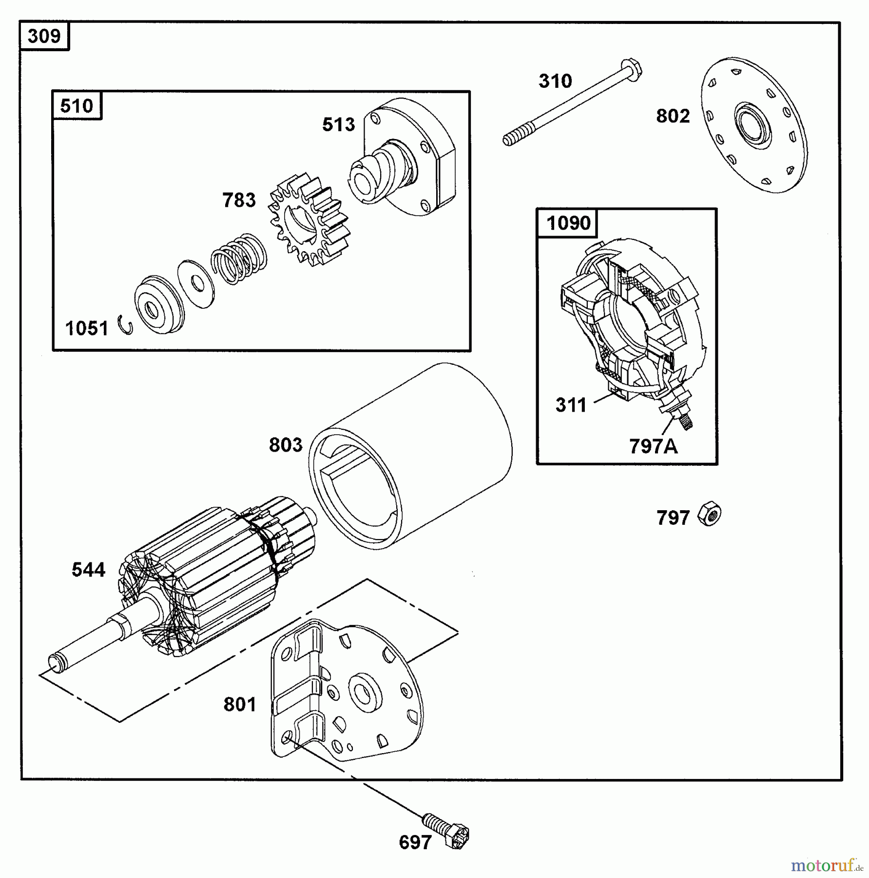  Wolf-Garten Moteurs à essence Briggs&Stratton Intek OHV 1002000  (2001) Démarreur électrique