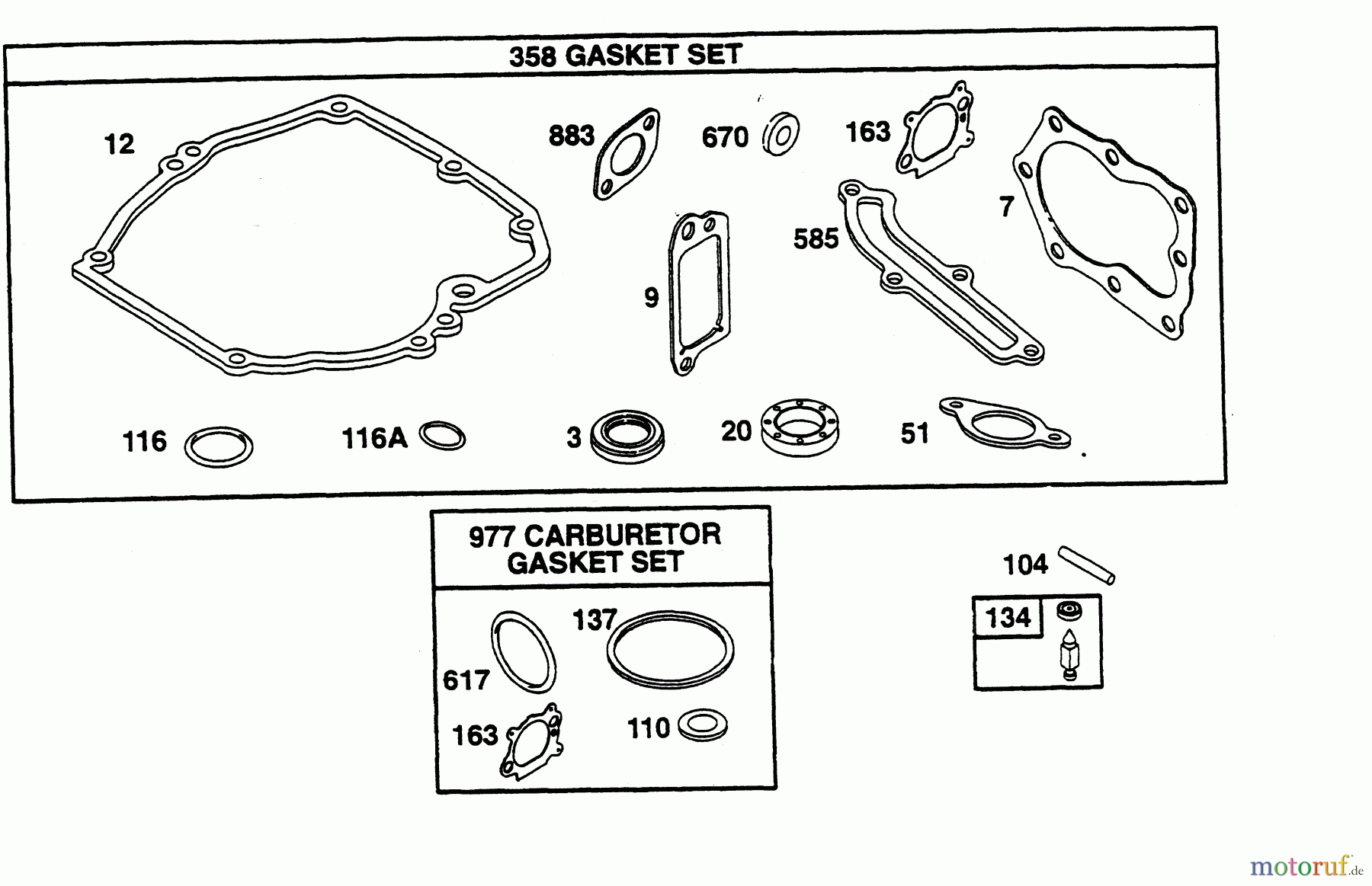  Wolf-Garten Moteurs à essence Briggs&Stratton Quantum XTE 50 ES 2069080  (1999) Jeu de joints