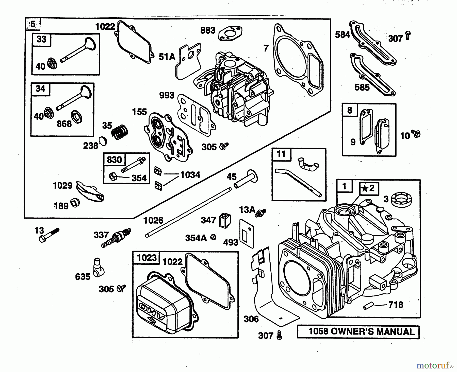  Wolf-Garten Moteurs à essence Briggs&Stratton Intek Edge SV 2057005  (2003) Carter de vilebrequin, Culasse