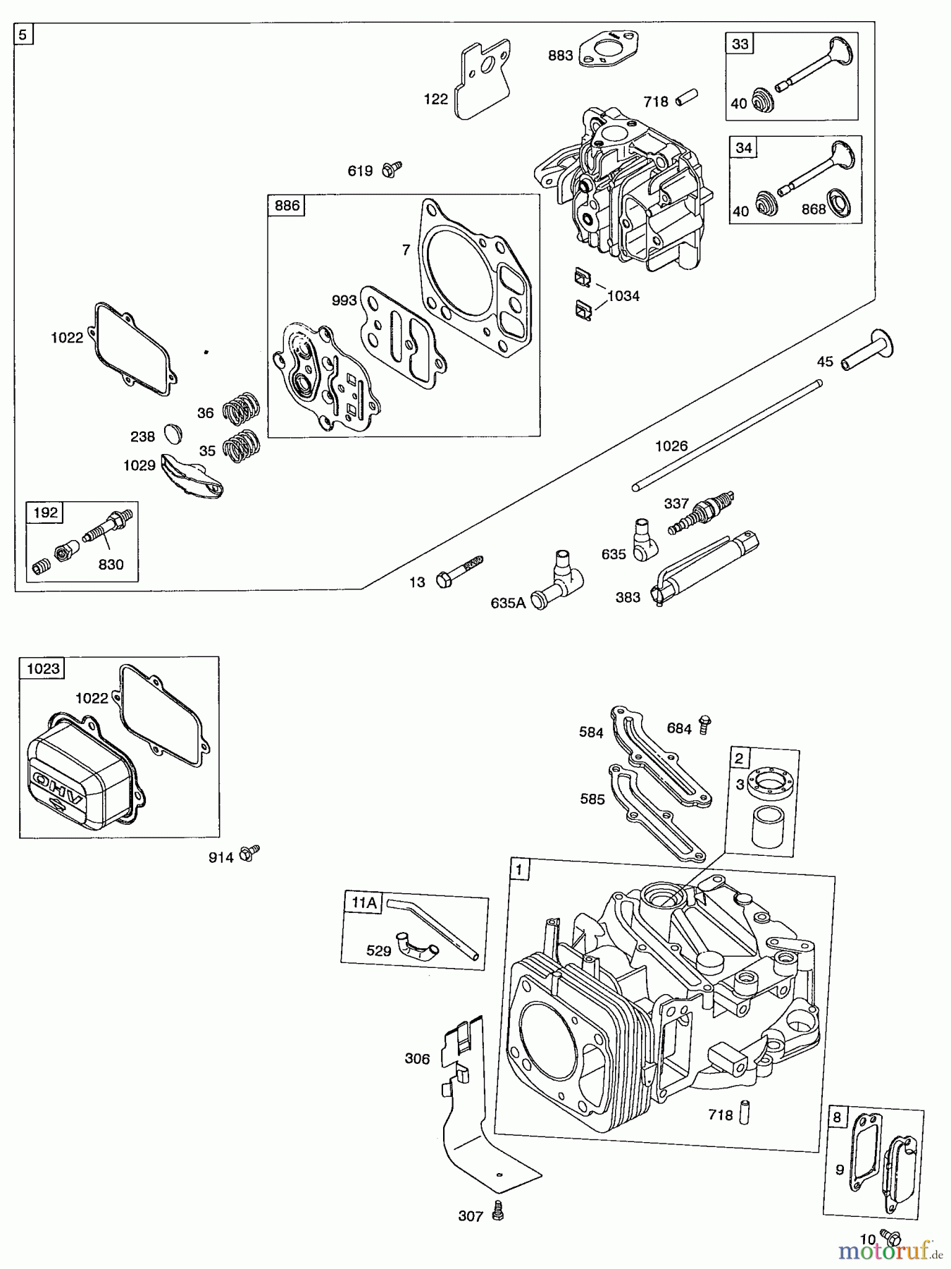  Wolf-Garten Moteurs à essence Briggs&Stratton Intek Edge OHV 825 2057000  (1998) Carter de vilebrequin, Culasse