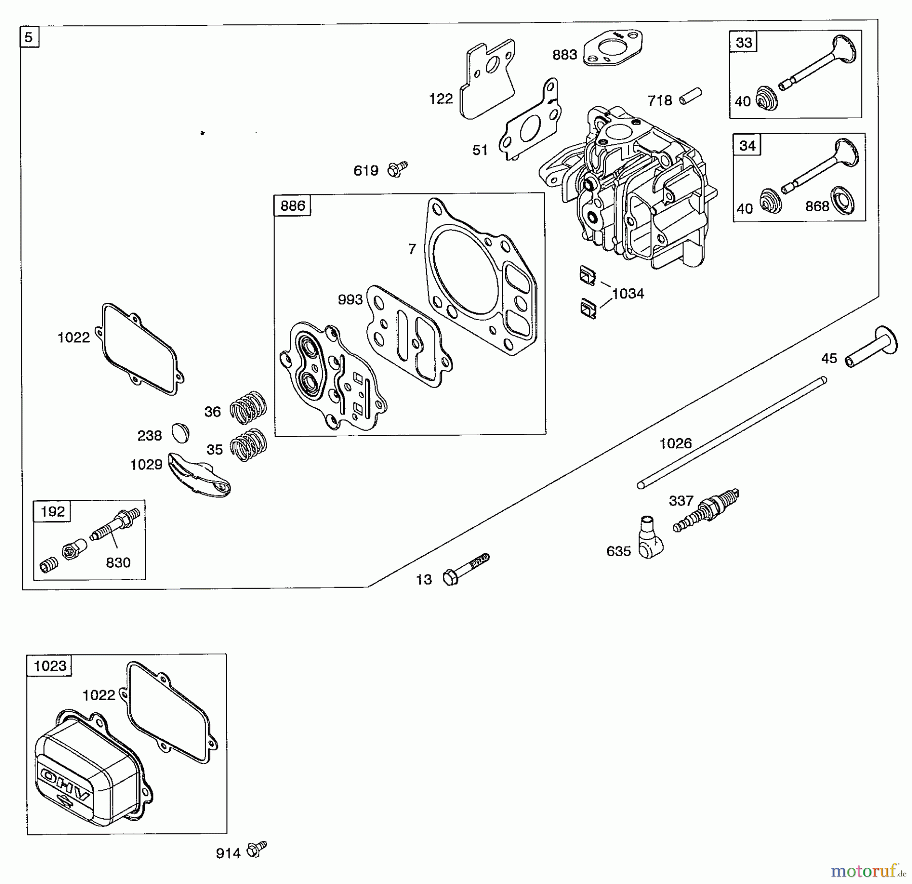  Wolf-Garten Moteurs à essence Briggs&Stratton Intek 825 2057007  (2008) Soupapes, Culasse