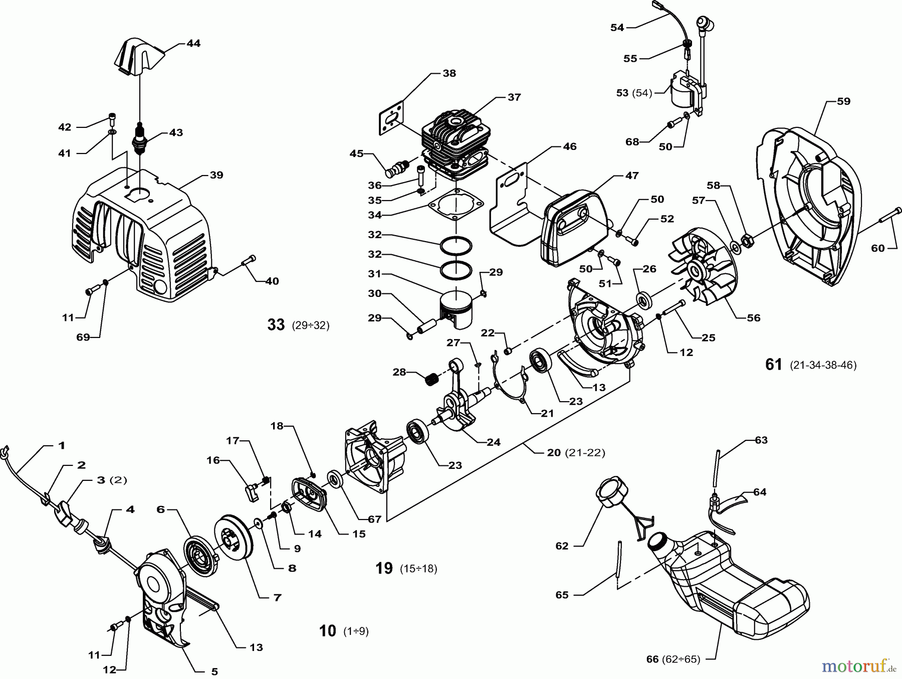  Dolmar Erdbohrer PD-520 1  Kurbelgehäuse, Zylinder, Schalldämpfer, Zündung