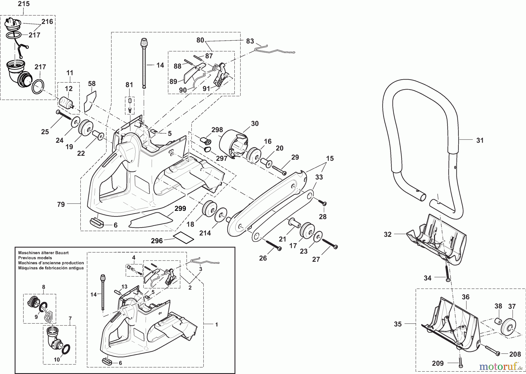  Dolmar Trennschleifer Benzin PC-7314 D 1  Tankeinheit und Handgriffe