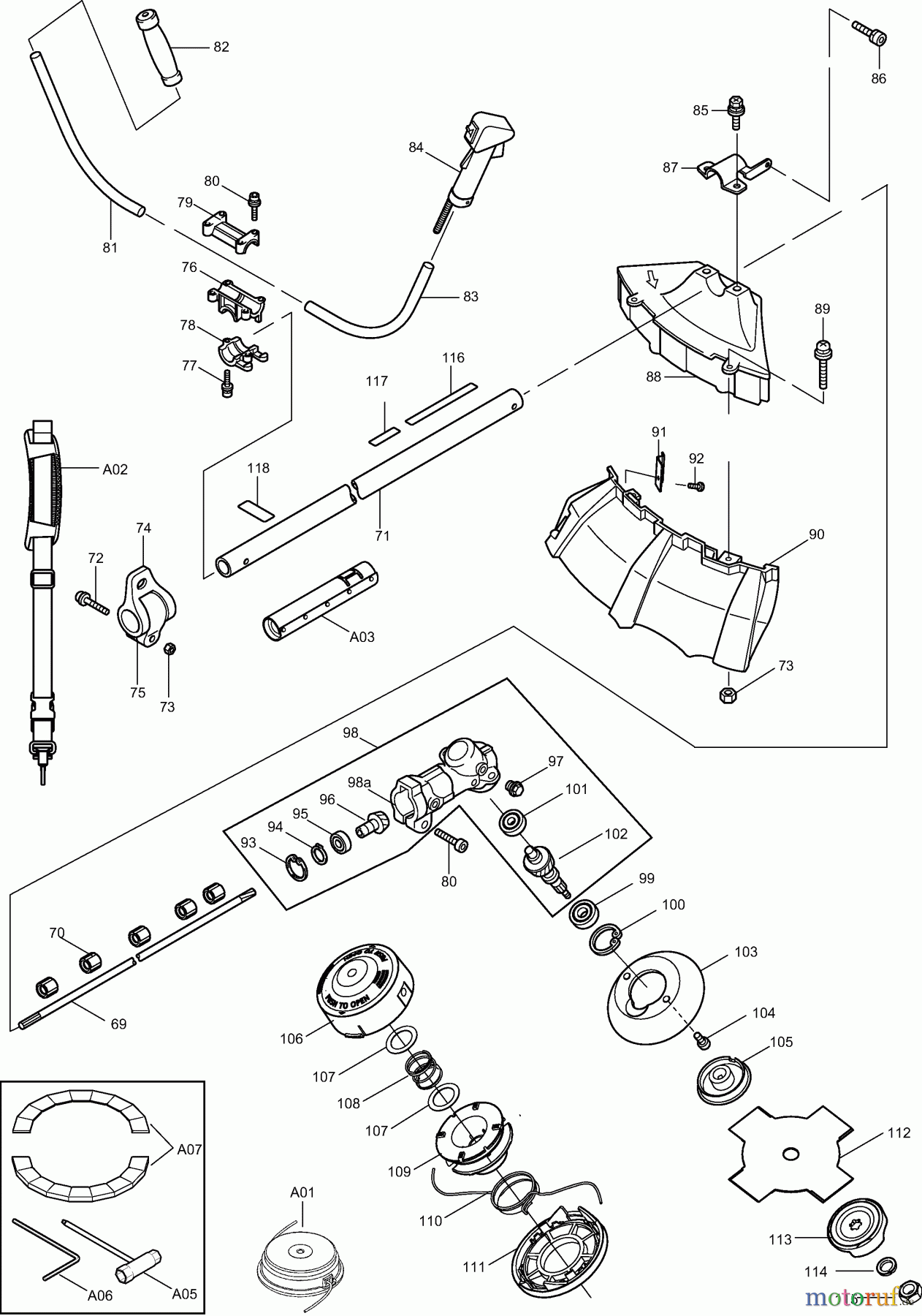  Dolmar Motorsensen & Trimmer Benzin 2-Takt MS24U 2  Hauptrohr, Griff, Schutzhaube, Getriebegehäuse, Zubehör