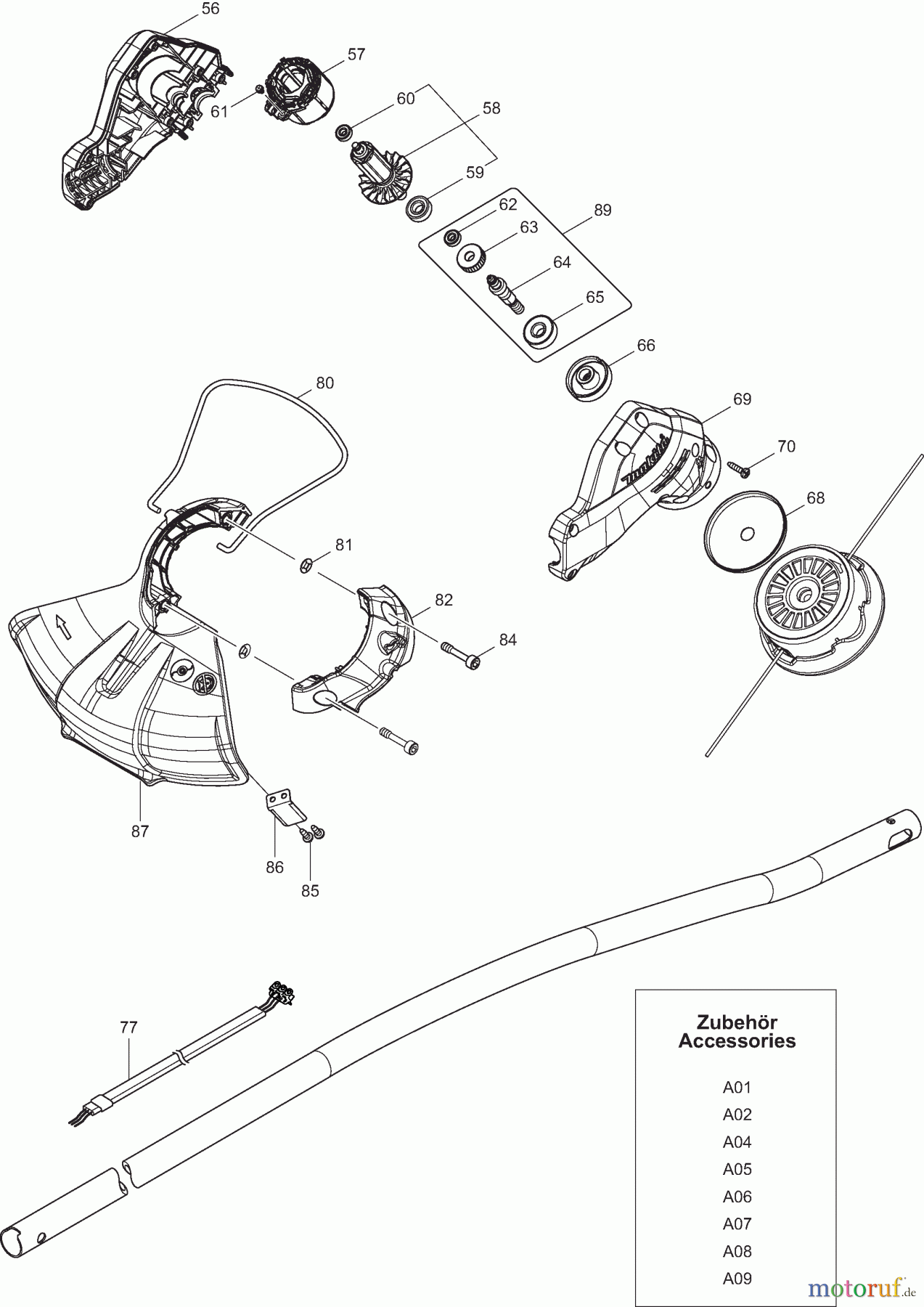  Dolmar Motorsensen & Trimmer Akku DUR189 2  Motor, Schutzhaube, Zubehör