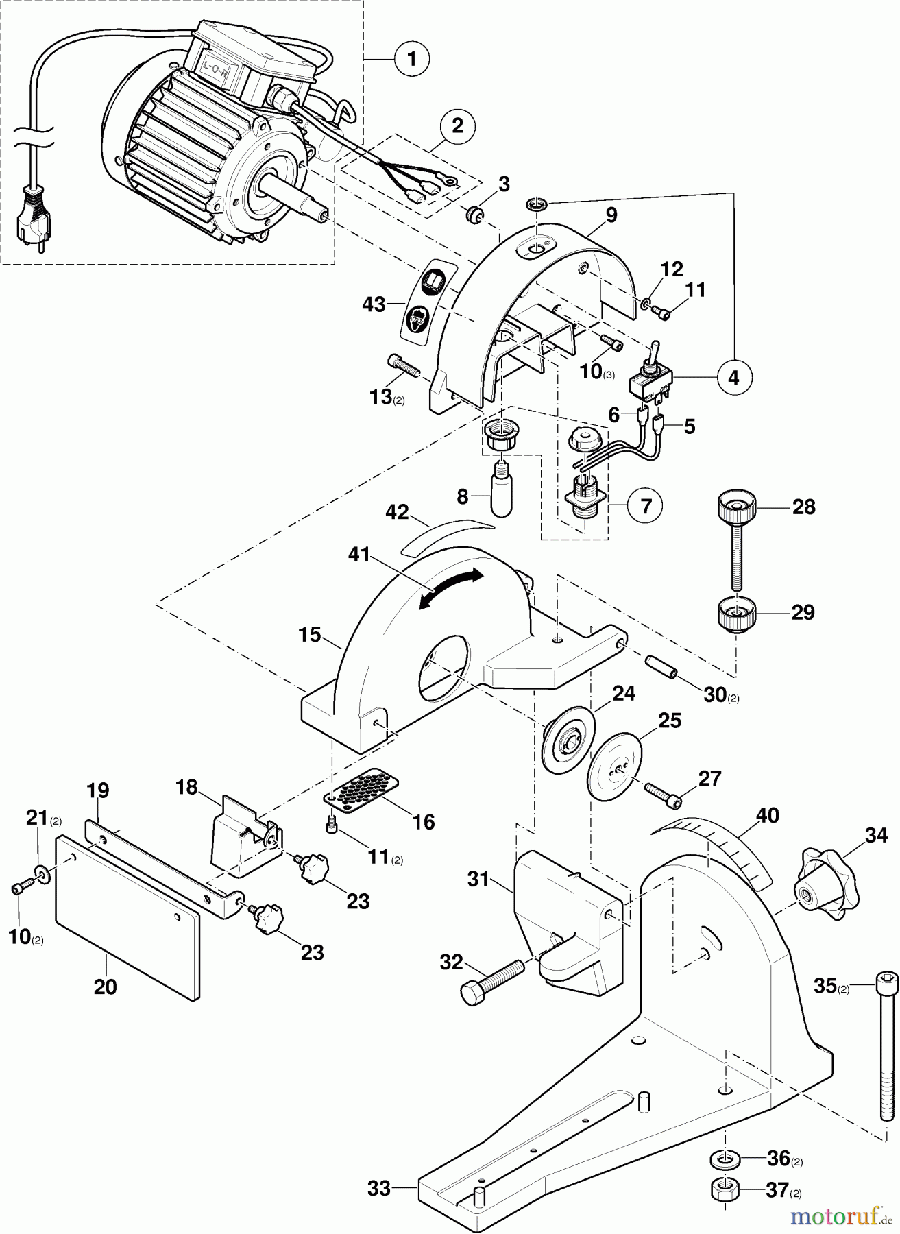  Dolmar Kettenschärfer KS-400 E 2  Motor, Schutzabdeckung