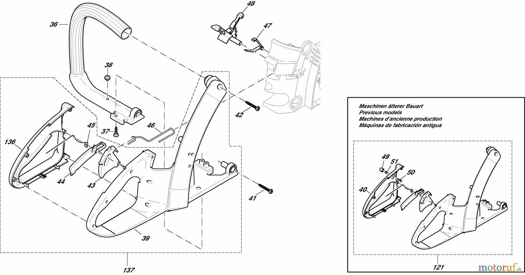  Dolmar Kettensägen Benzin Kettensäge PS-34 2  Griffeinheit, Bügelgriff