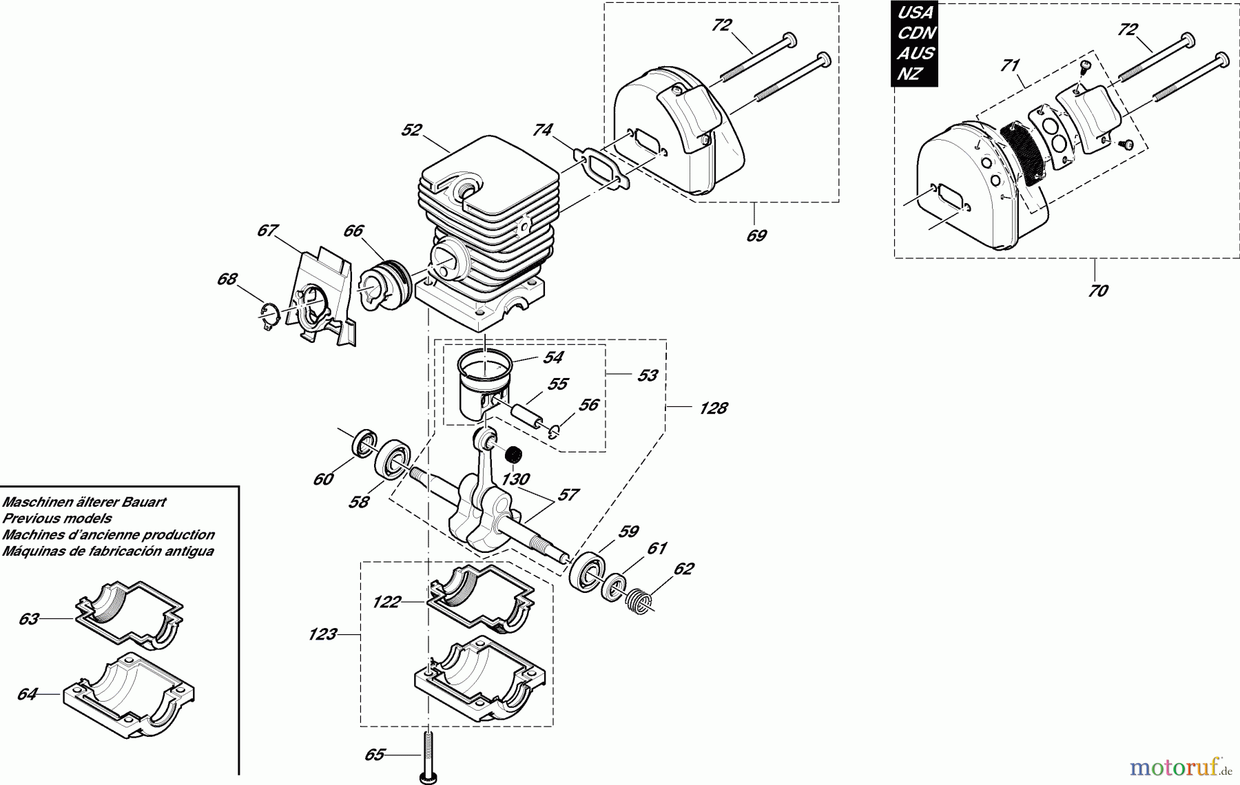  Dolmar Kettensägen Benzin Kettensäge PS-34 3  Zylinder, Kurbelwelle, Schalldämpfer