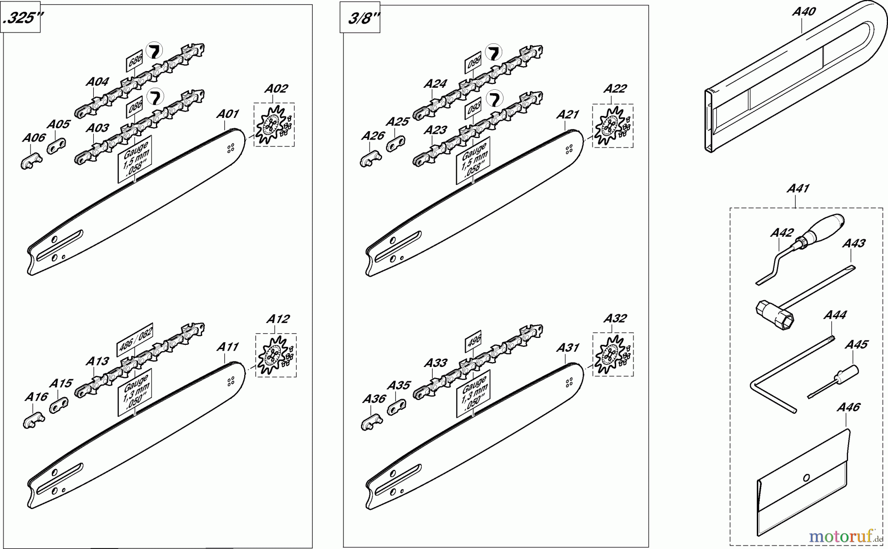  Dolmar Kettensägen Benzin Kettensäge PS-5100 SH (USA) 8  Sägeschienen, Sägeketten, Werkzeug