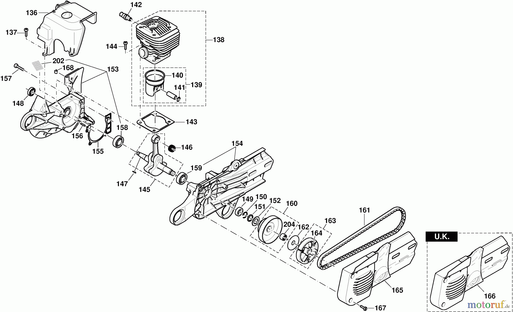  Dolmar Trennschleifer Benzin PC-7312 (USA) 6  Zylinder, Kurbeltrieb, Kupplung