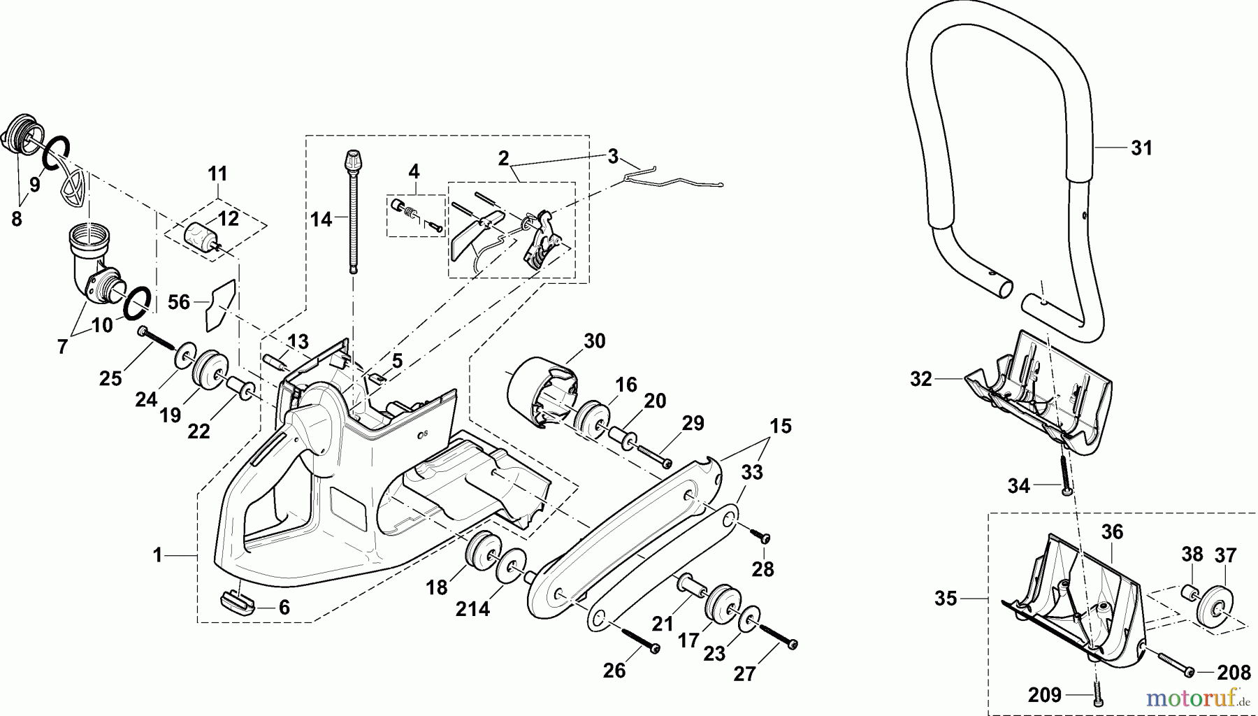  Dolmar Trennschleifer Benzin PC-6414 S 1  Tankeinheit und Handgriffe