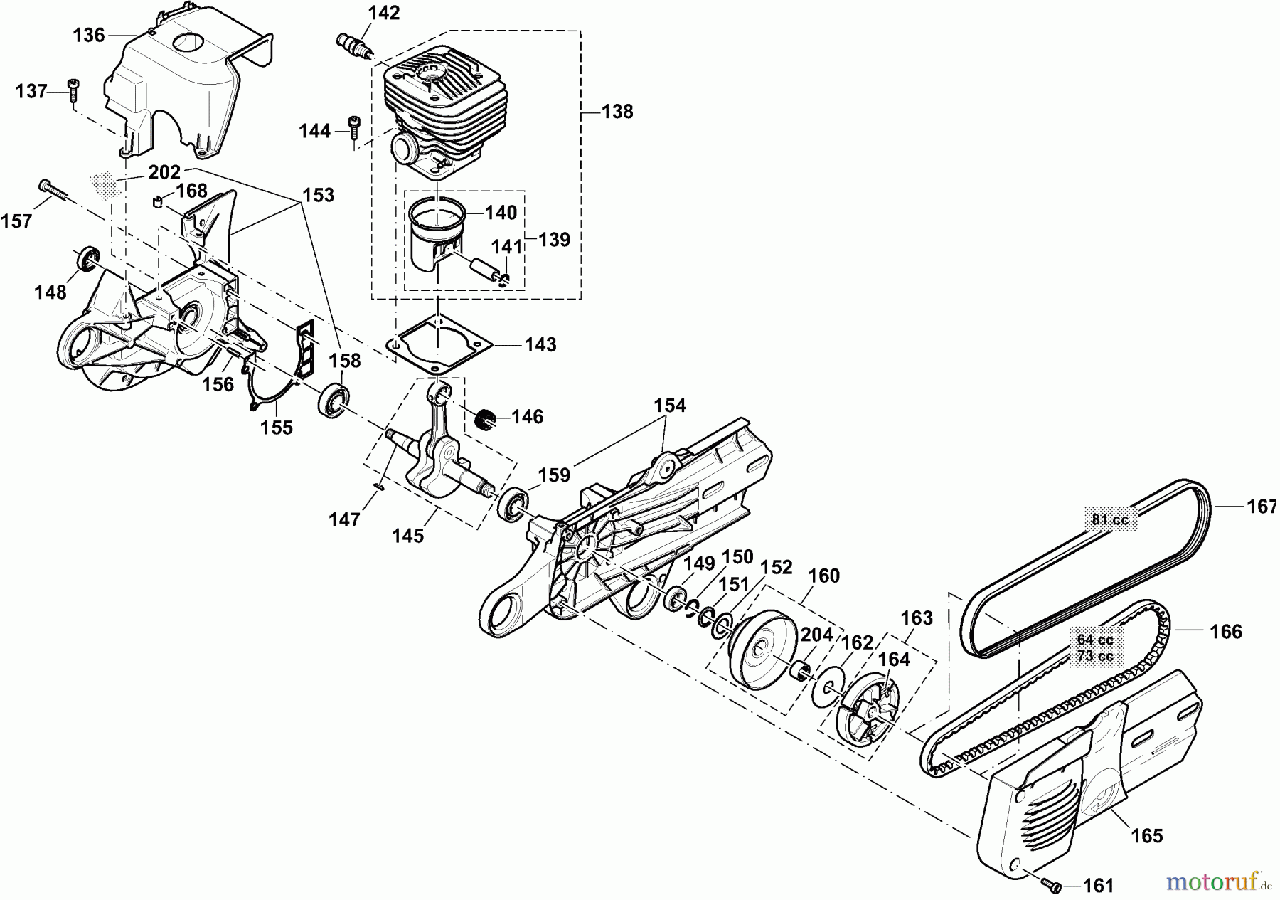  Dolmar Trennschleifer Benzin PC-6414 S 6  Zylinder, Kurbeltrieb, Kupplung