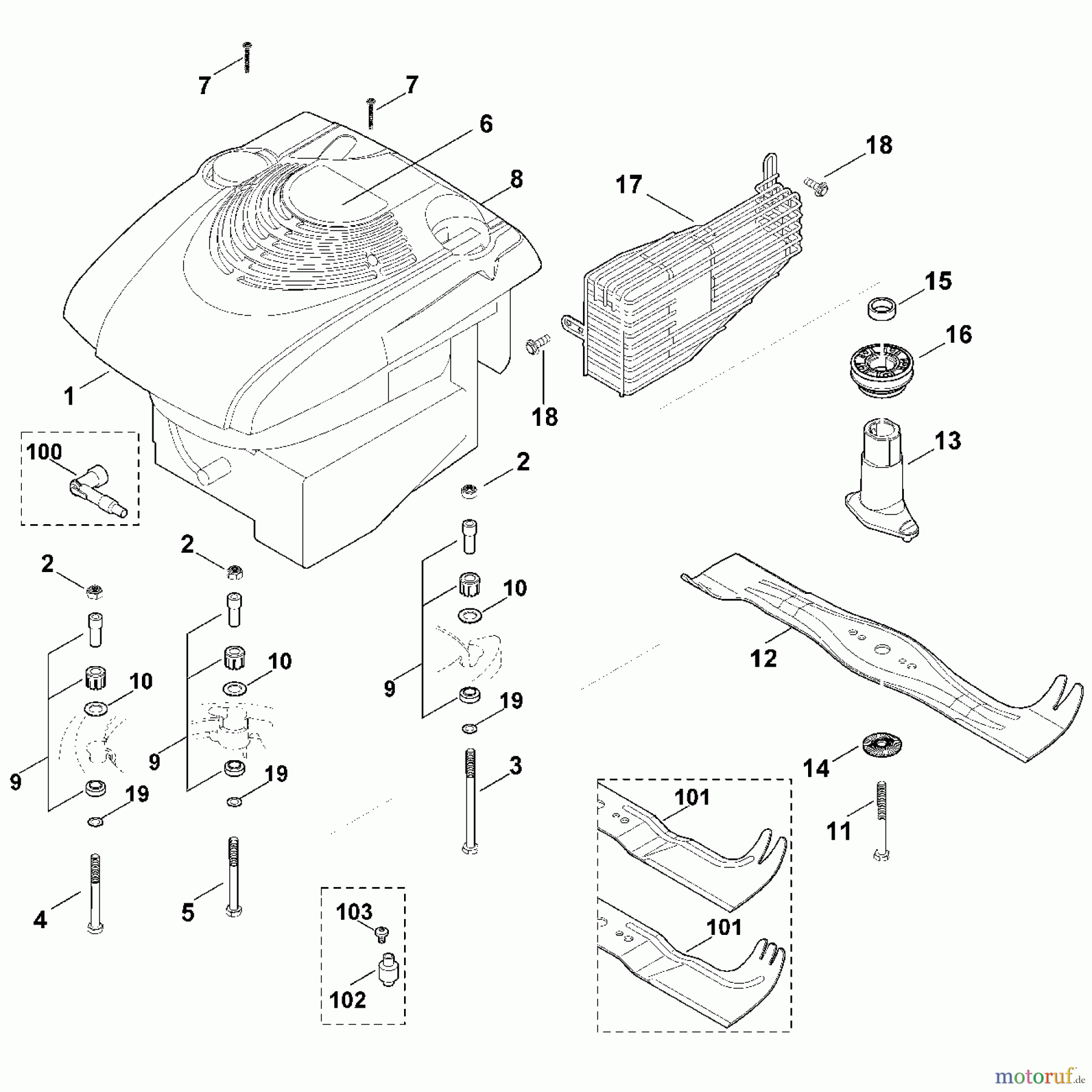  Viking Rasenmäher Benzinrasenmäher MB 650.0 VQ F - Motor, Messer