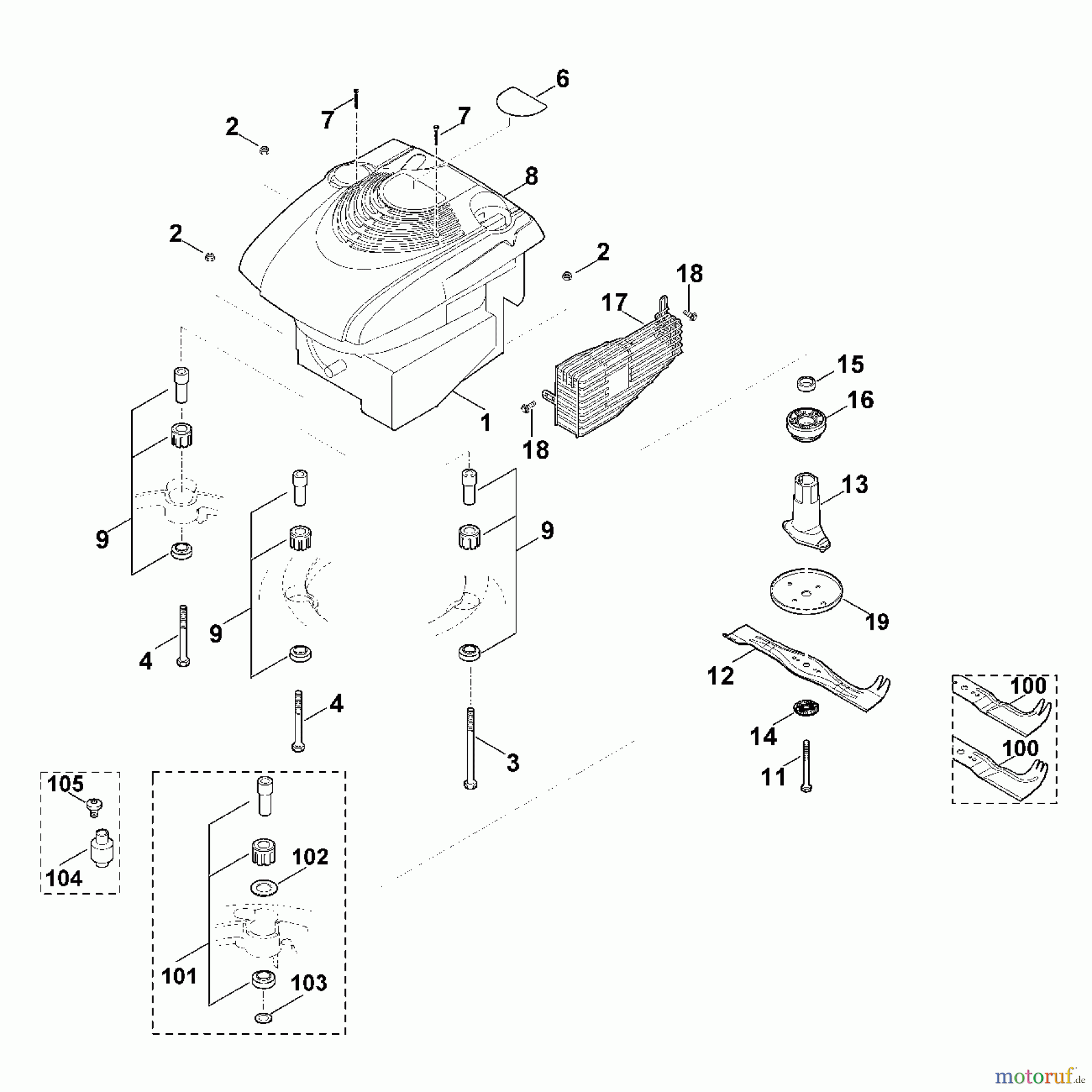  Viking Rasenmäher Benzinrasenmäher MB 650.0 VE F - Motor, Messer