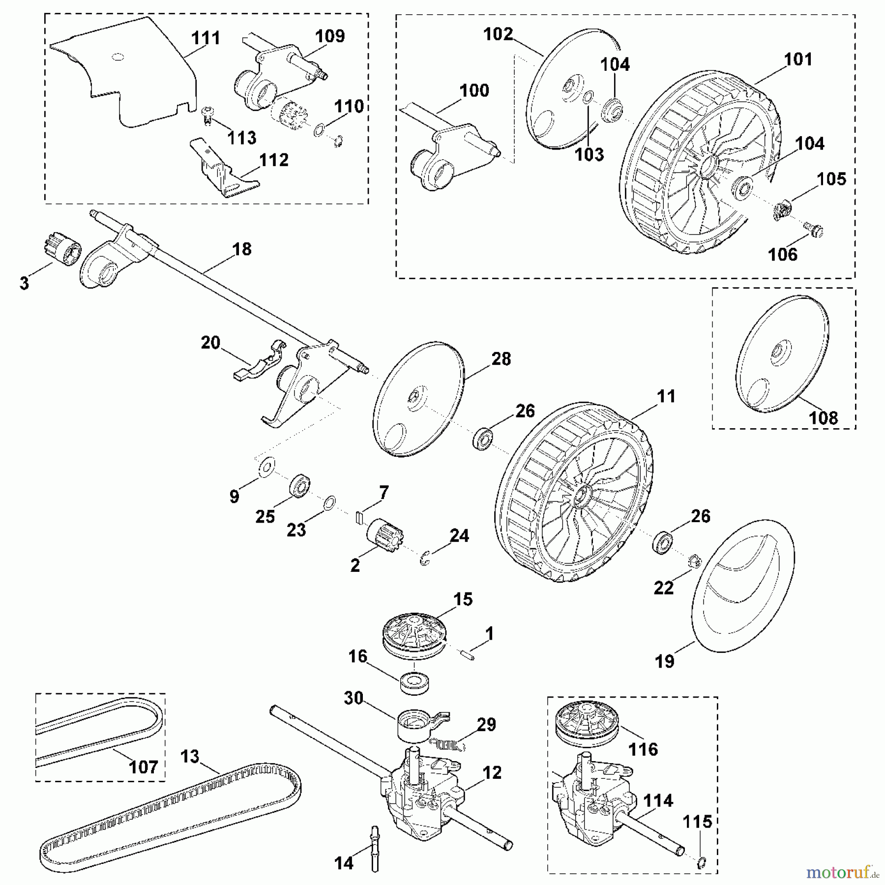  Viking Rasenmäher Benzinrasenmäher MB 655.1 VM E - Hinterachse, Getriebe