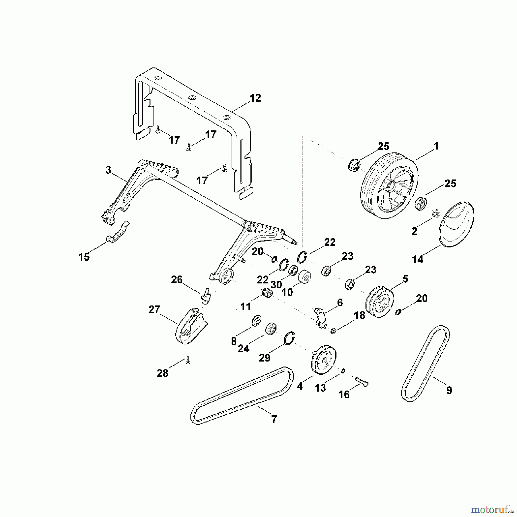  Viking Vertikutierer Elektrovertikutierer LE 540 E - Hinterachse, Antrieb