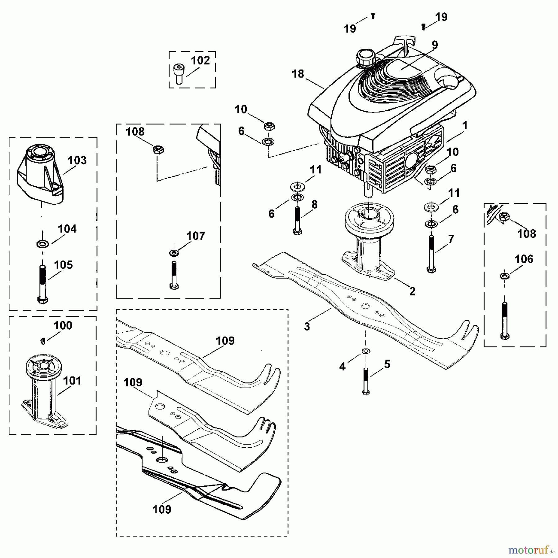  Viking Rasenmäher Benzinrasenmäher MB 500 D - Motor, Messer