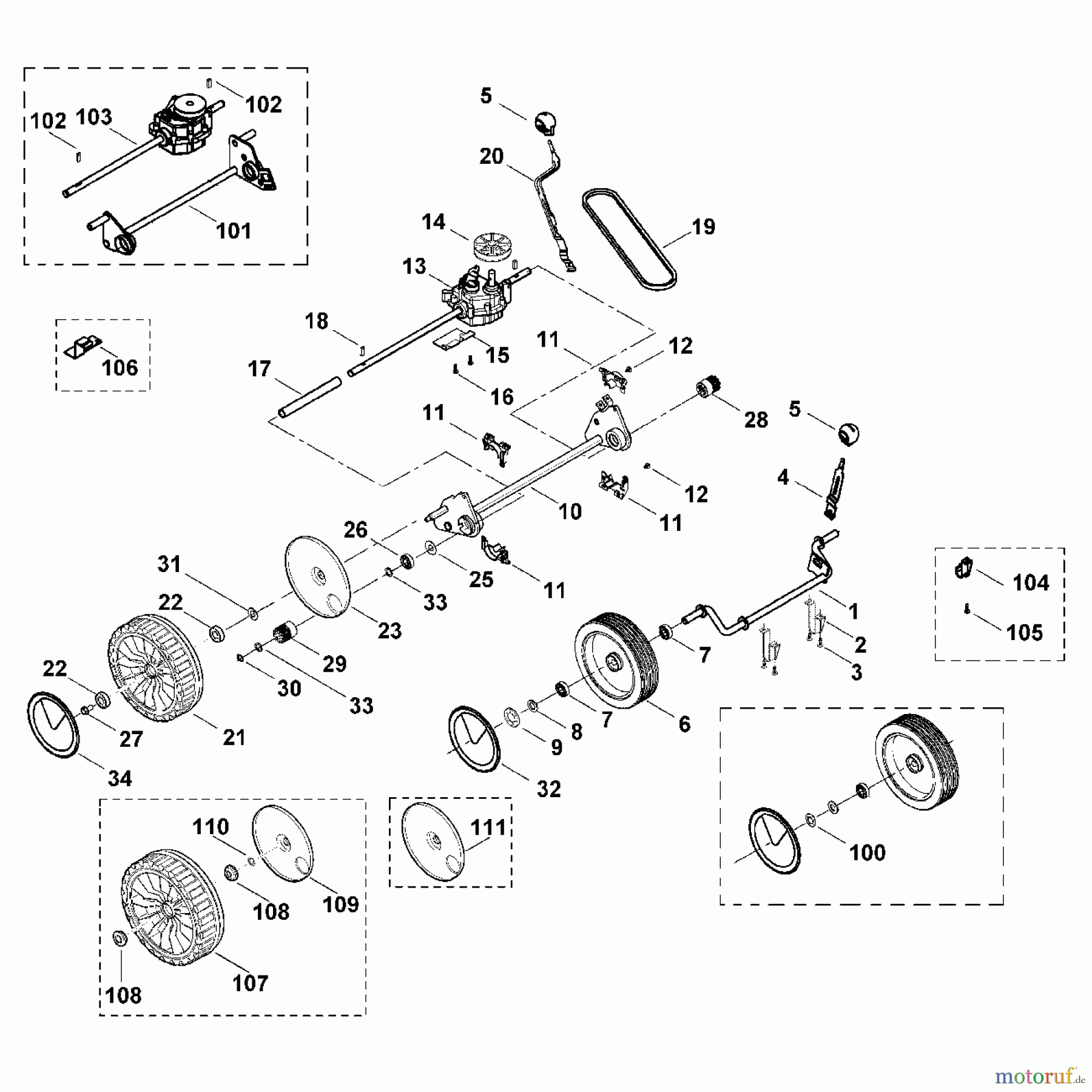  Viking Rasenmäher Benzinrasenmäher MB 415, MB 465, MB 465 C C - Fahrwerk