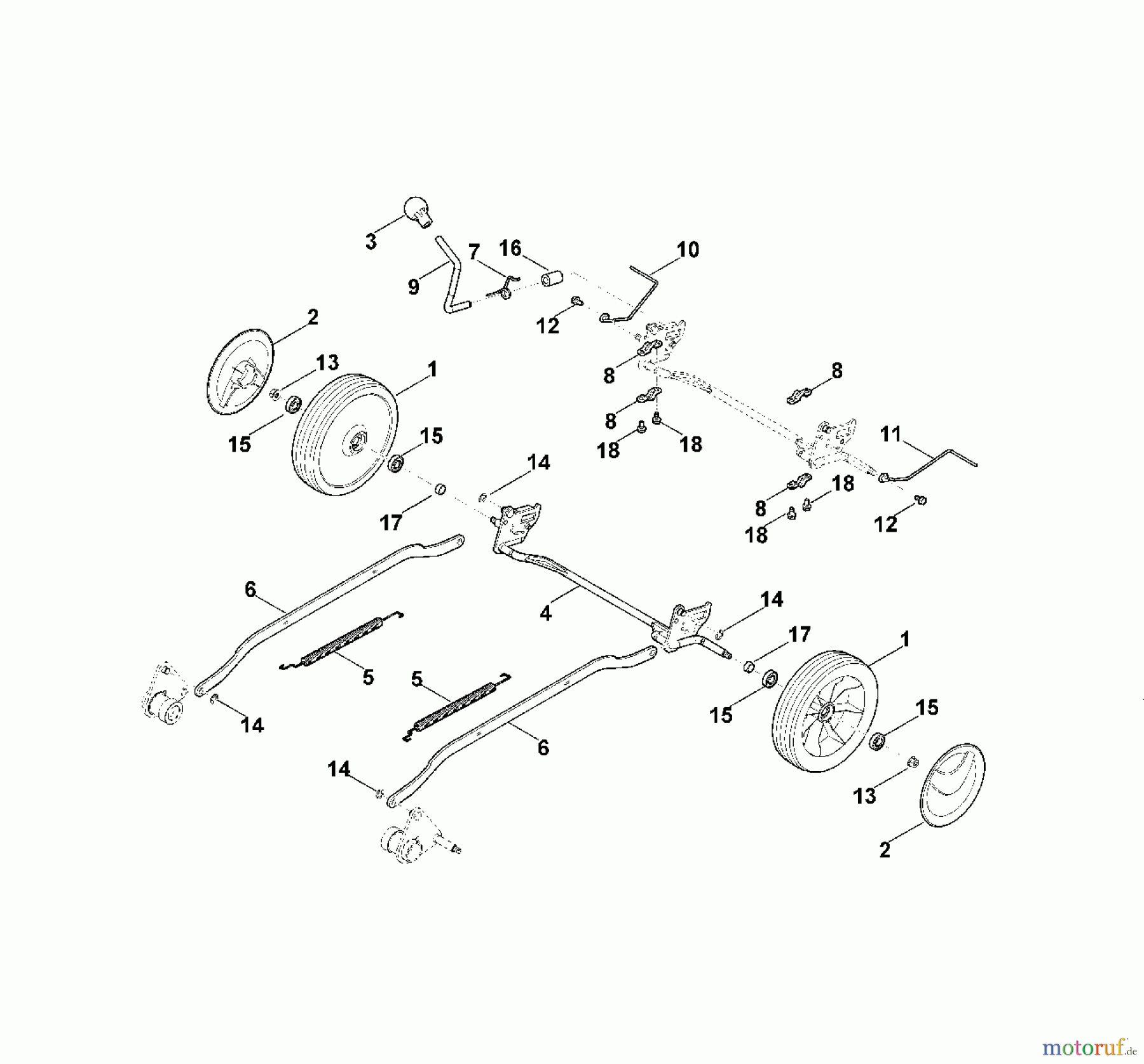  Viking Rasenmäher Benzinrasenmäher MB 4.0 RT D - Hinterachse, Höhenverstellung