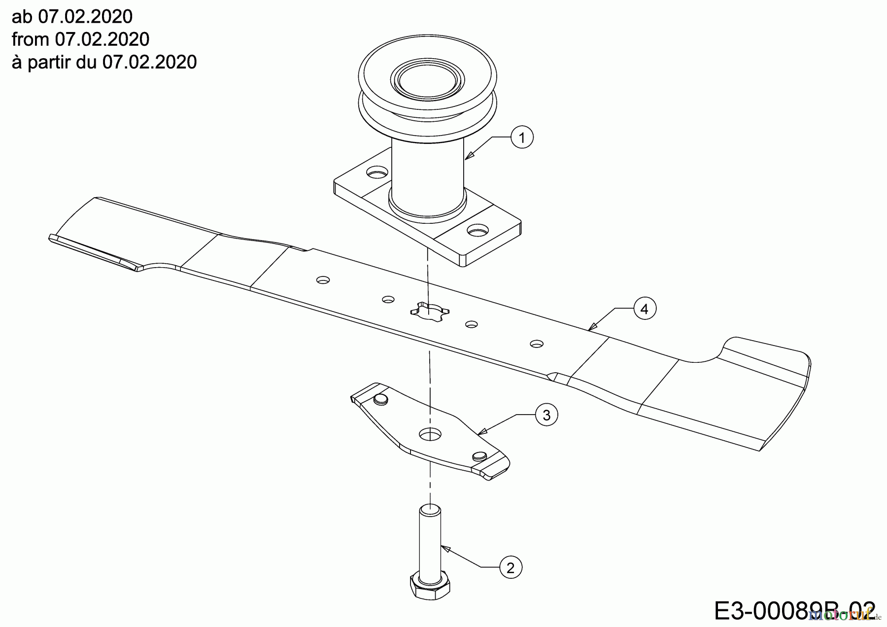  MTD Tondeuse thermique tractée Smart 53 SPO 12C-PCJ6600 (2020) Lame, Moyeu de lame à partir du 07.02.2020