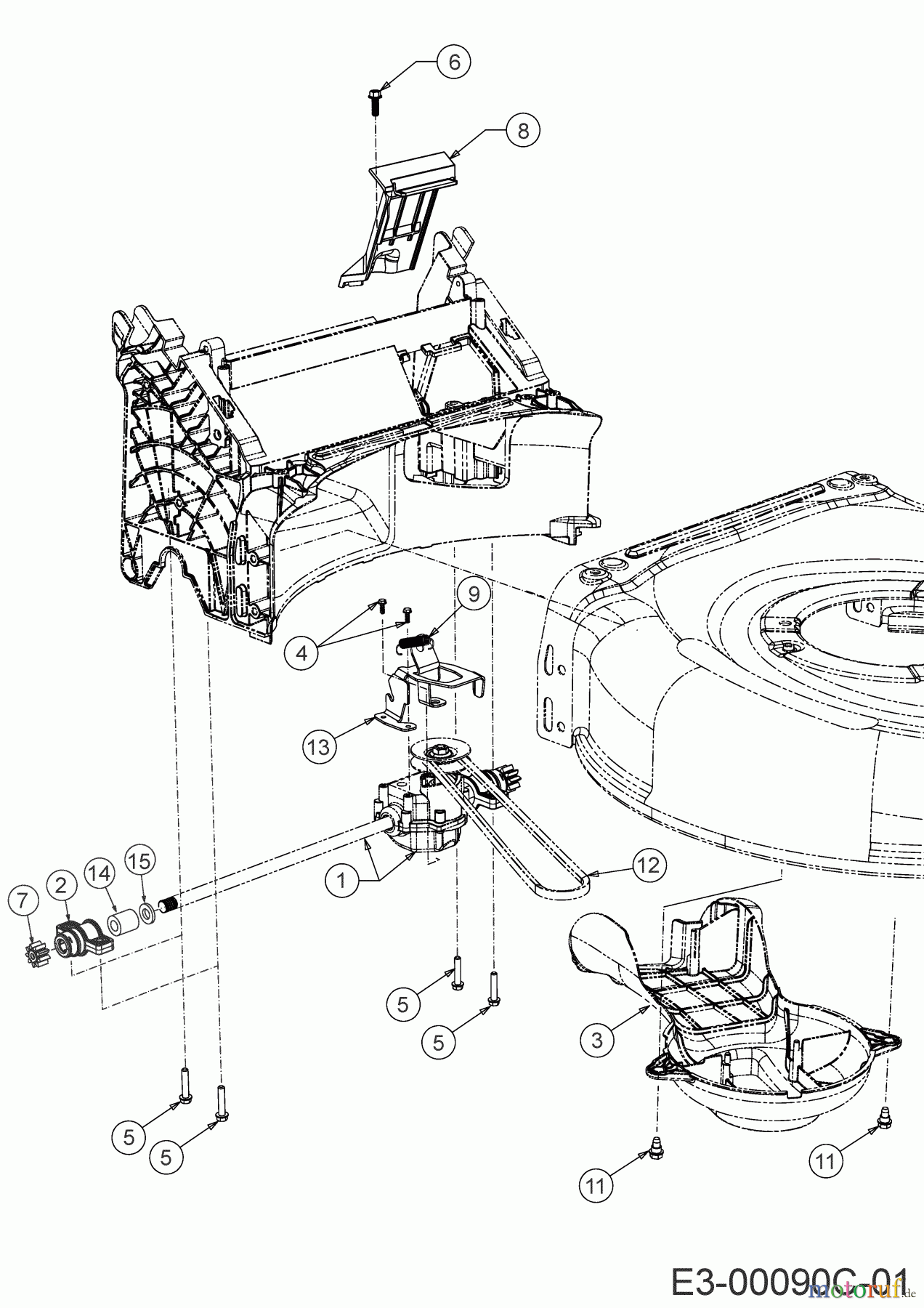  MTD Tondeuse thermique tractée SP 53 HWBS 12B-PF7B600 (2020) Boîte de vitesse, Courroie