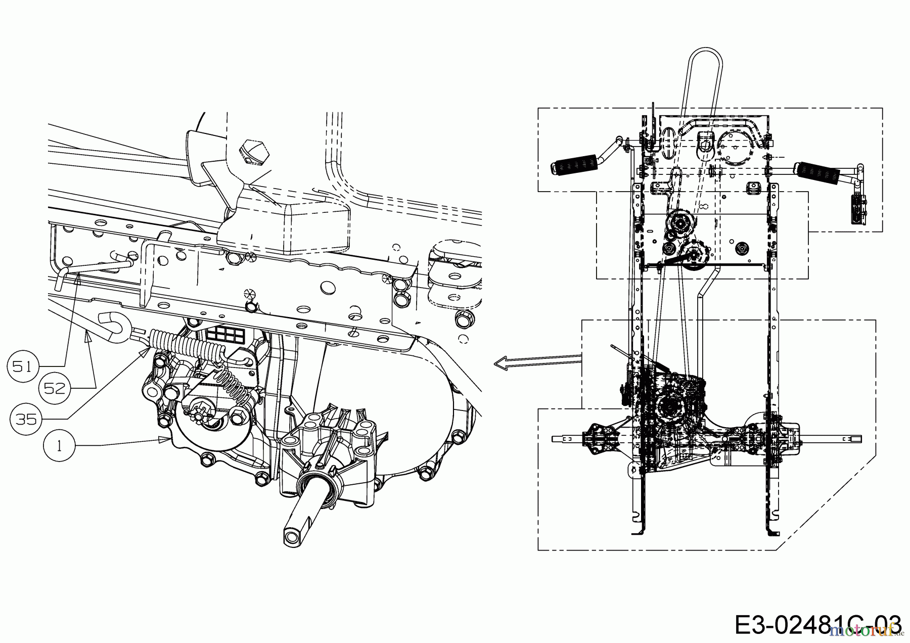  Helington Tracteurs de pelouse H 105 HK 13AG71KN686  (2019) Tige de frein, Levier bypass, Boîte de vitesse hydrostatique