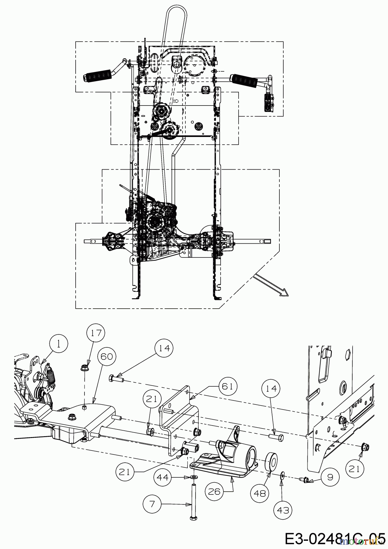  MTD Tracteurs de pelouse LT 105 EXHK 13AG71KN682  (2019) Support de palier, Équerre de montage droit